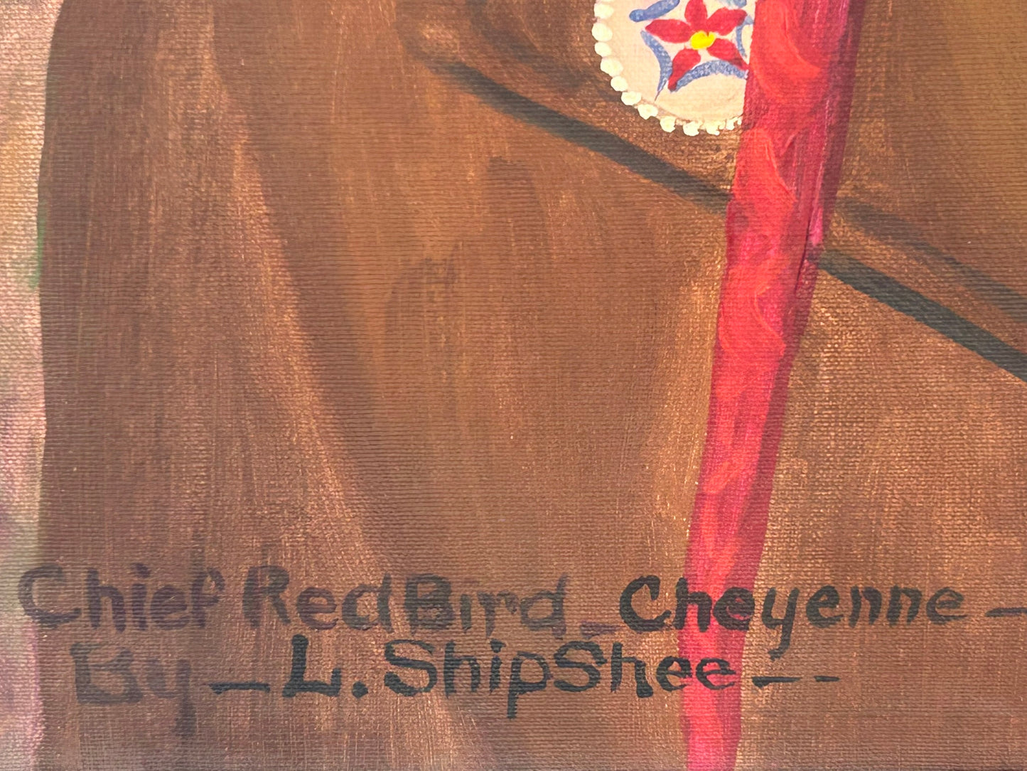 NATIVE AMERICAN PAINTING OF CHIEF RED BIRD BY LOUIS SHIPSHEE