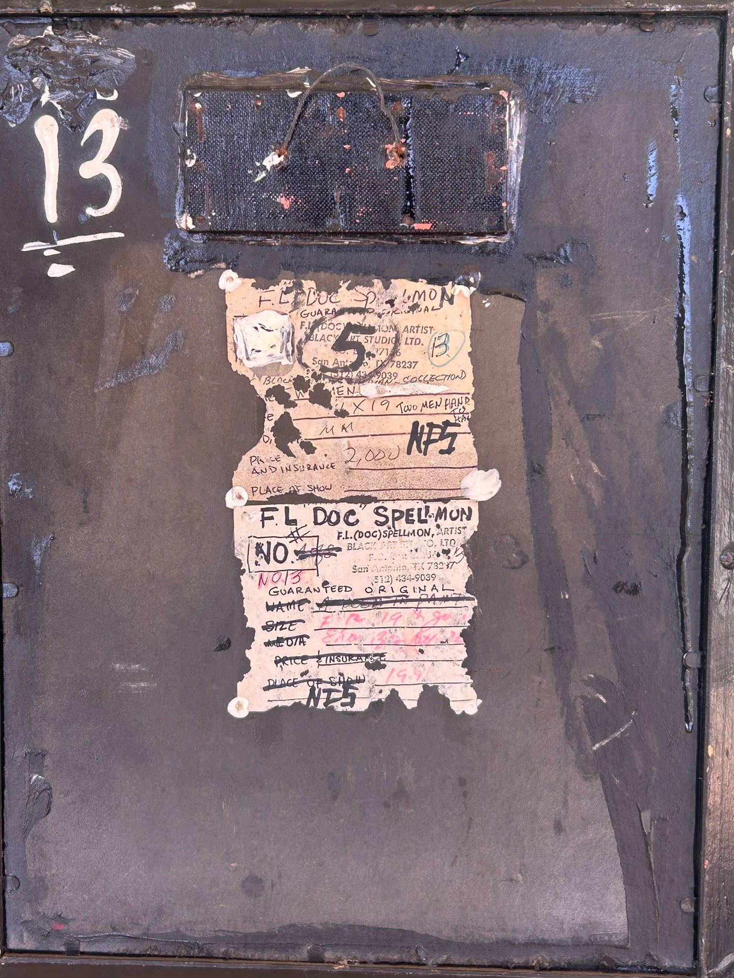 DOC SPELLMAN OUTSIDER ARTIST PAINTING OF TWO MEN FIGHTING