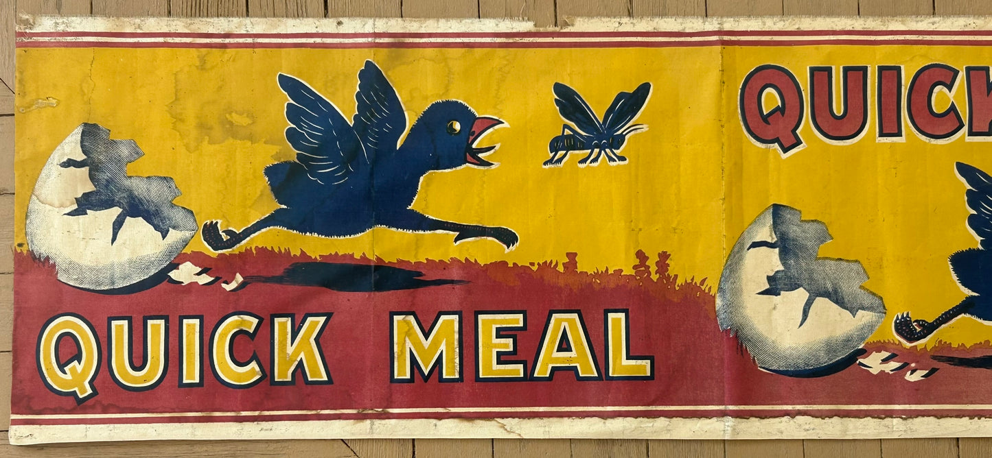 QUICK MEAL STOVE ANTIQUE ADVERTISING CLOTH BANNER
