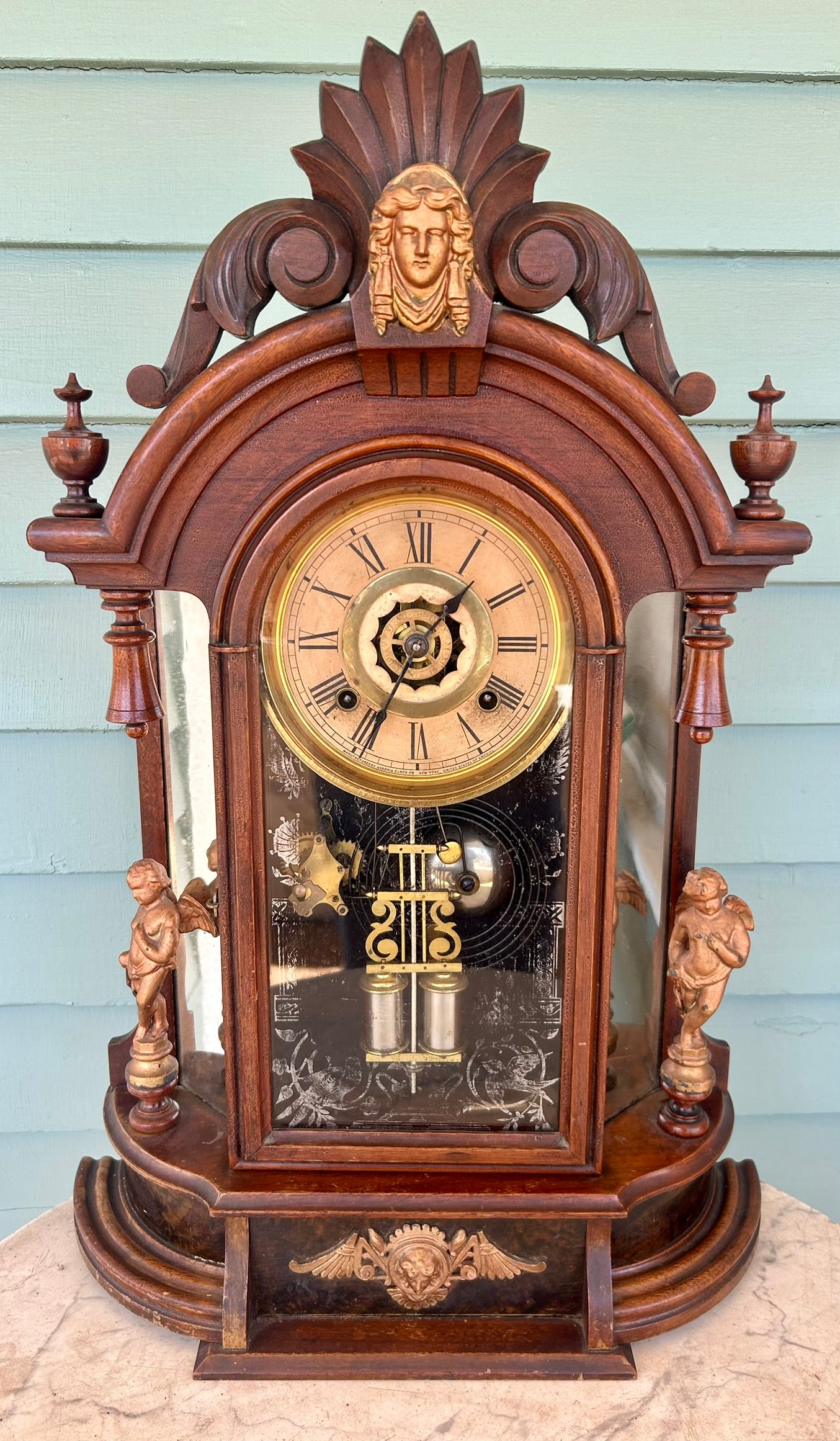 ANSONIA TRIUMPH MIRRORED CLOCK