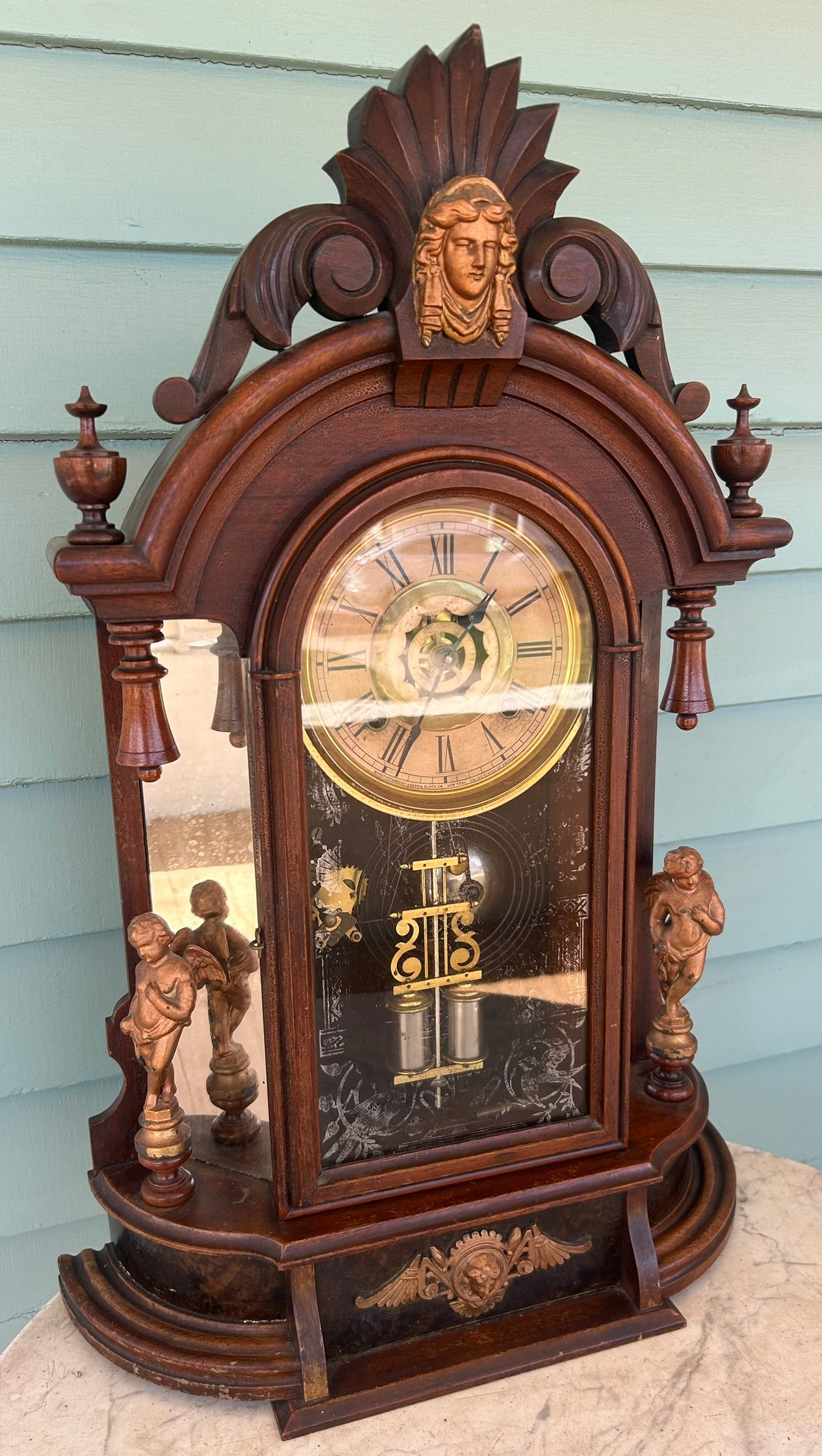 ANSONIA TRIUMPH MIRRORED CLOCK