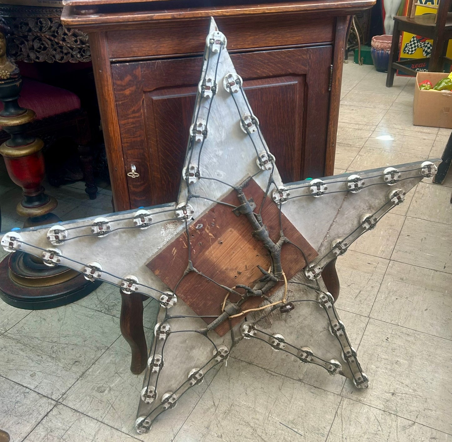 MASONIC EASTERN STAR LIGHT UP FIGURAL STAR ANTIQUE SIGN