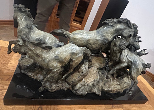 SHERRY SANDER BRONZE LARGE SCULPTURE "HORSES OF THE MOUNTAIN"