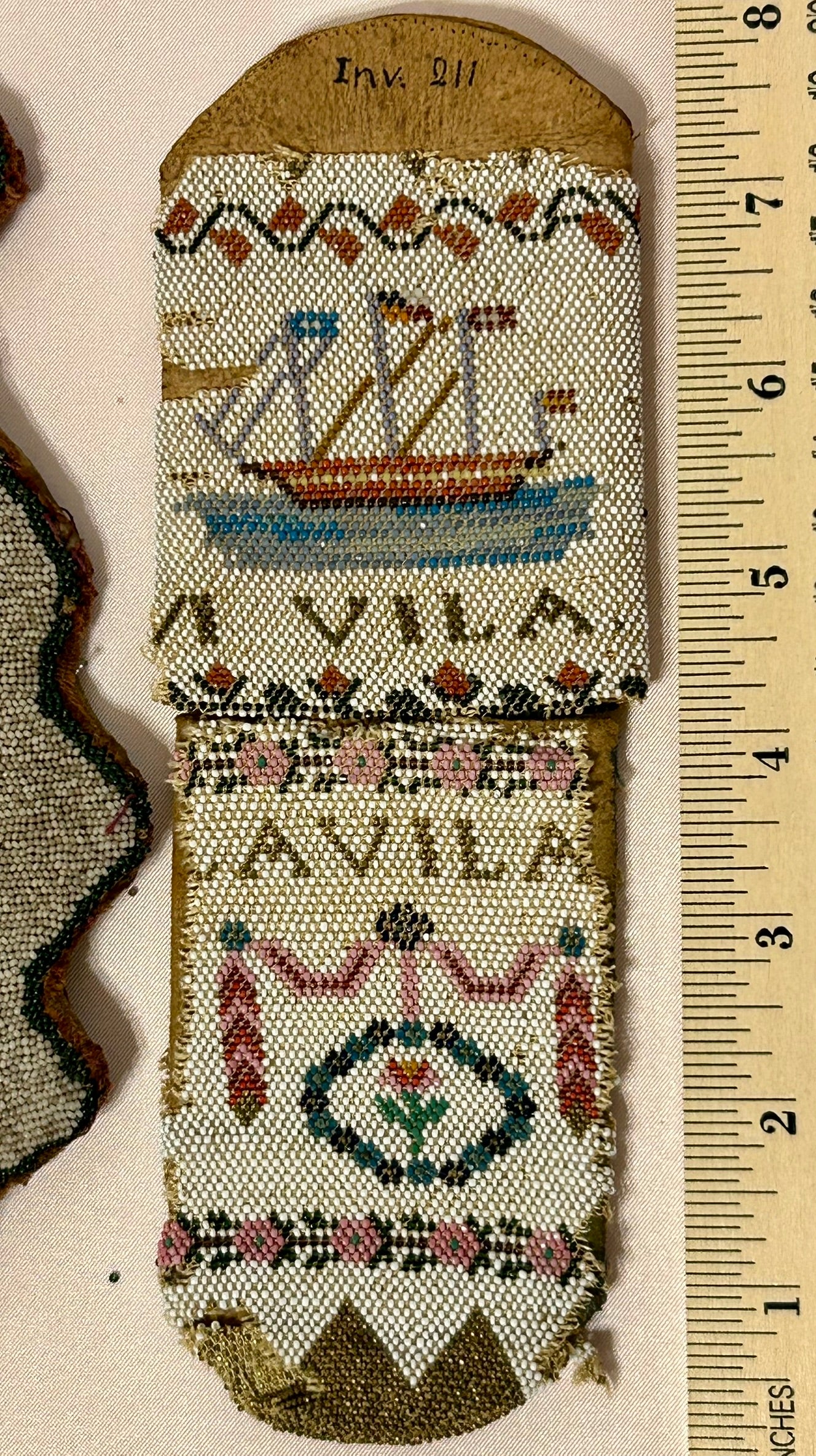 BEADED EARLY 1800'S SPECTACLE CASE AND PINCUSHION