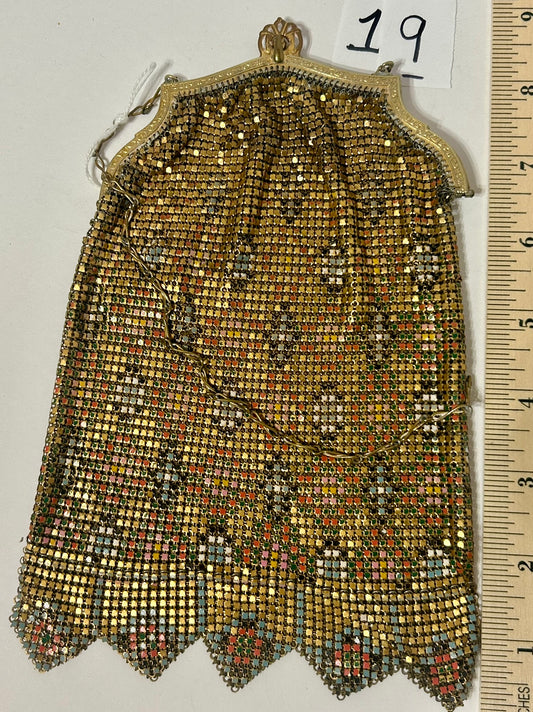 ANTIQUE WHITING & DAVIS ENAMEL MESH PURSE