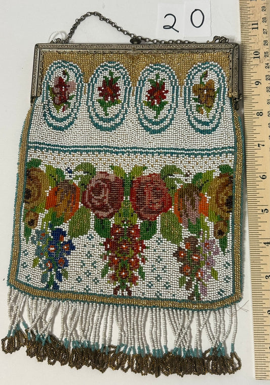 ANTIQUE BEADED FLORAL PURSE