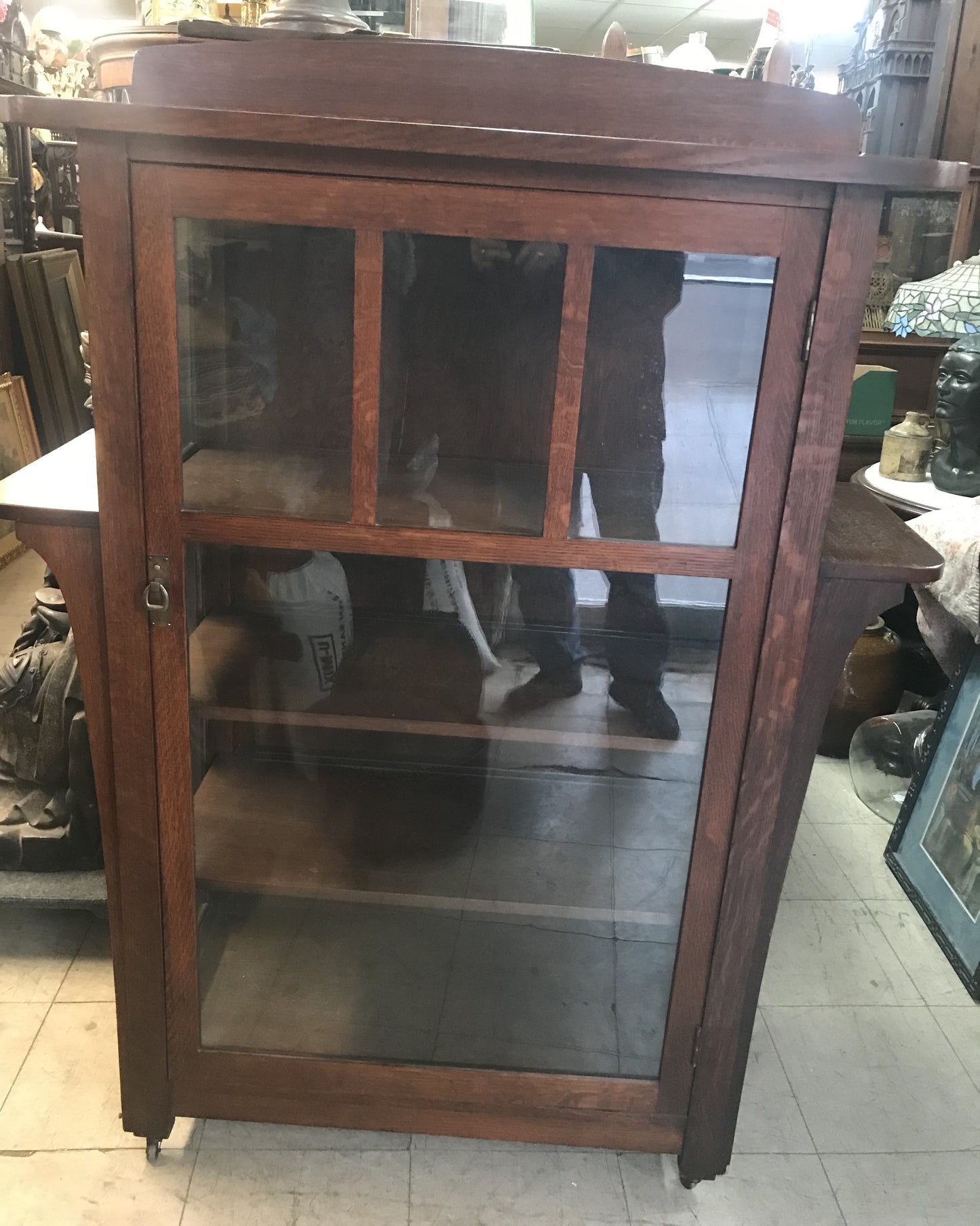 LIMBERT ARTS AND CRAFTS OAK CHINA CABINET EARLY 1900's