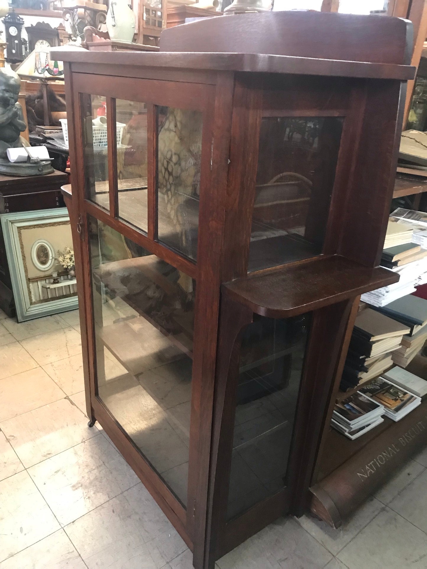 LIMBERT ARTS AND CRAFTS OAK CHINA CABINET EARLY 1900's