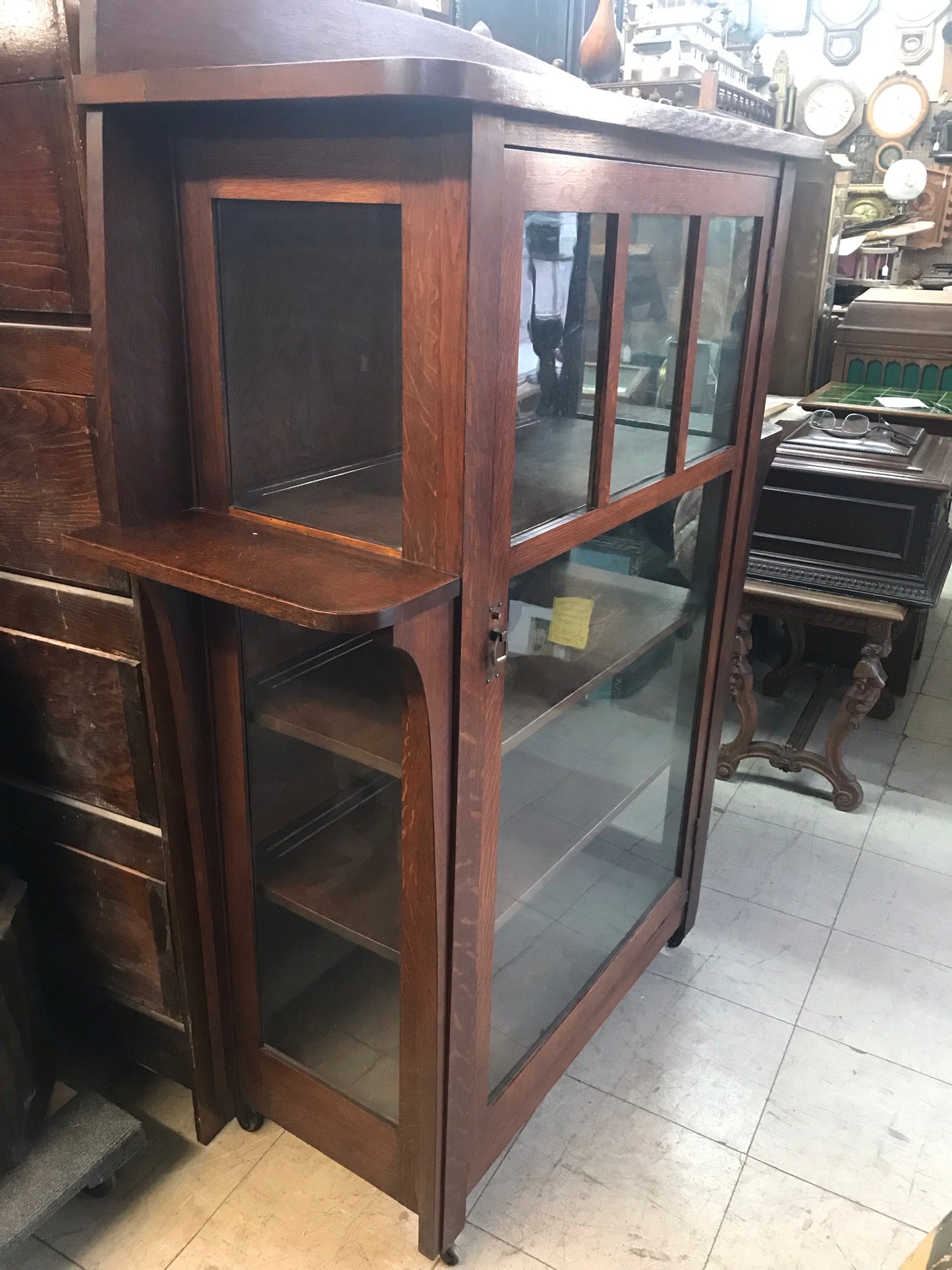 LIMBERT ARTS AND CRAFTS OAK CHINA CABINET EARLY 1900's