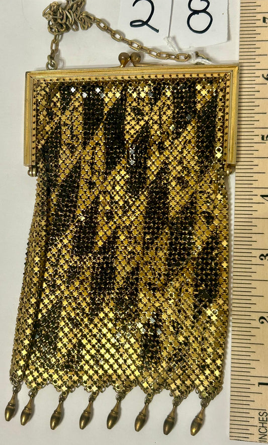 MANDALLIAN BLACK AND GOLD MESH PURSE