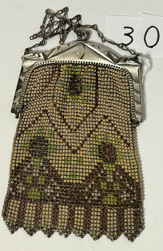 ANTIQUE WHITING & DAVIS ENAMEL MESH PURSE