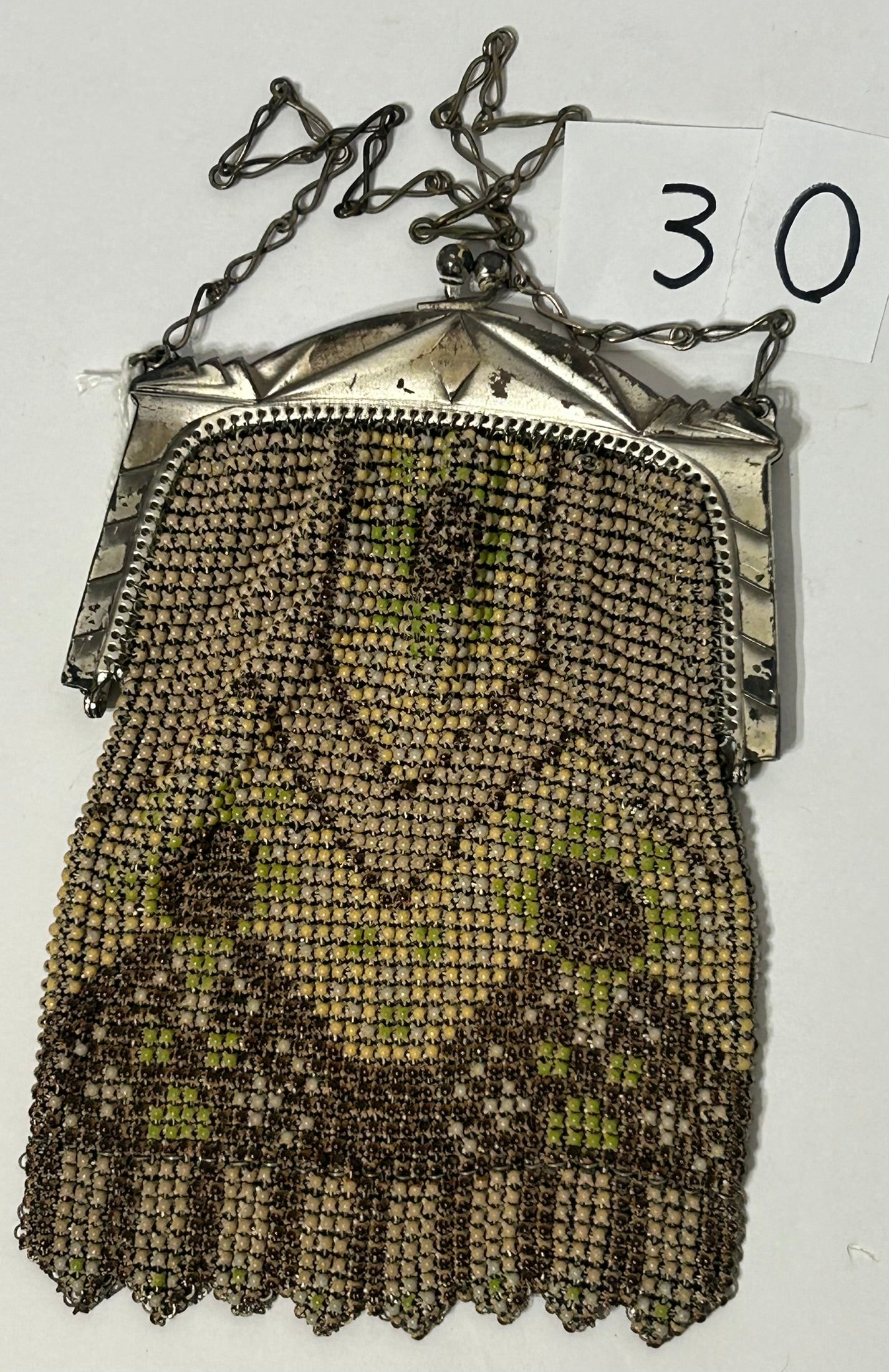 ANTIQUE WHITING & DAVIS ENAMEL MESH PURSE