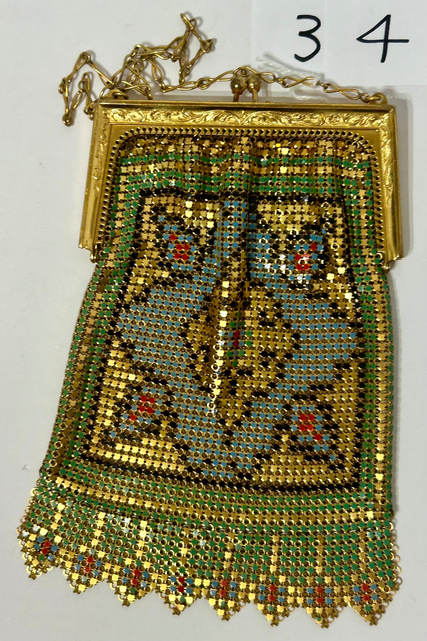 ANTIQUE PURSE MADE BY WHITING AND DAVIS ENAMELED MESH