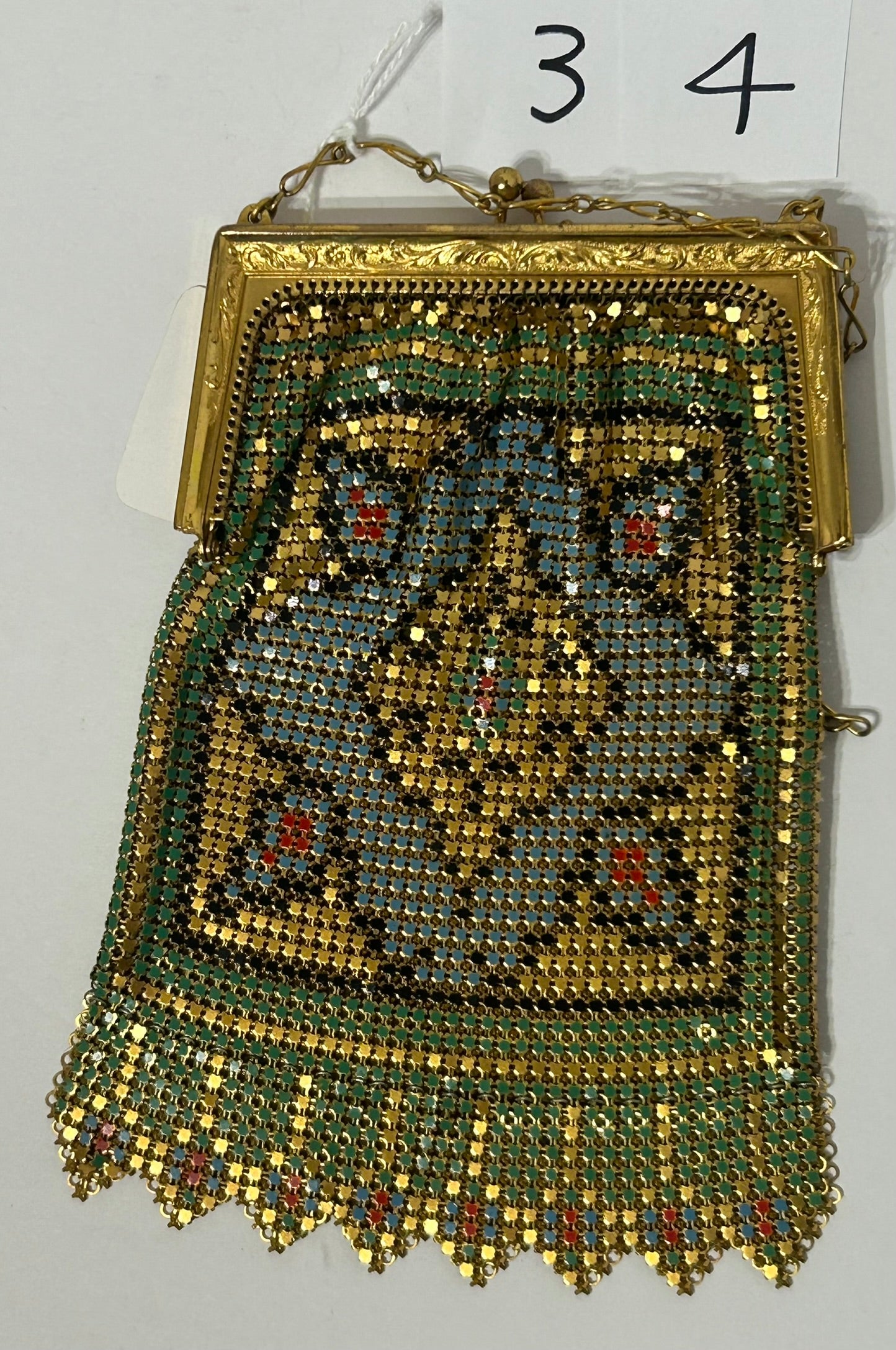 ANTIQUE PURSE MADE BY WHITING AND DAVIS ENAMELED MESH