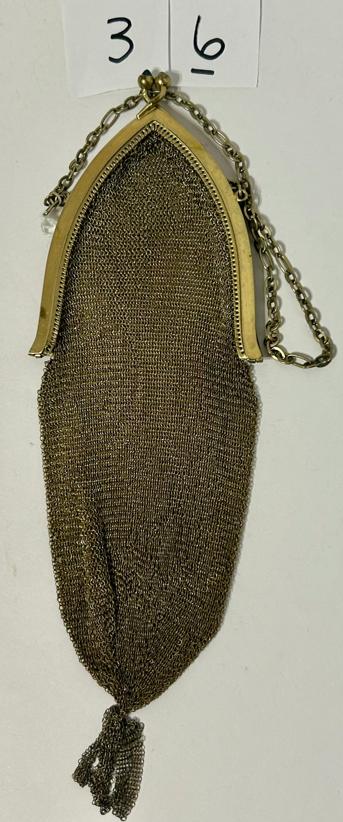 ANTIQUE MESH PURSE BY WHITING & DAVIS WITH JEWELED FRAME