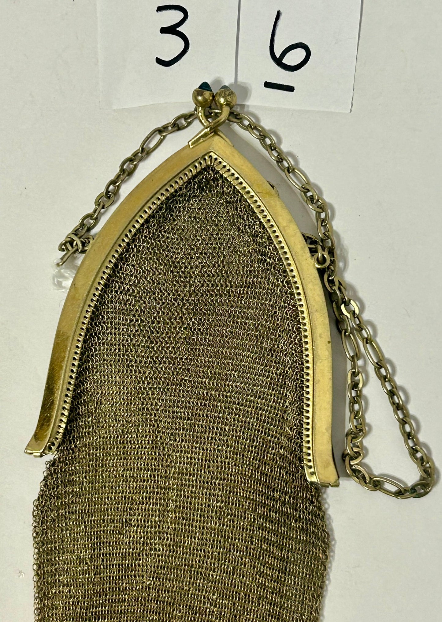 ANTIQUE MESH PURSE BY WHITING & DAVIS WITH JEWELED FRAME