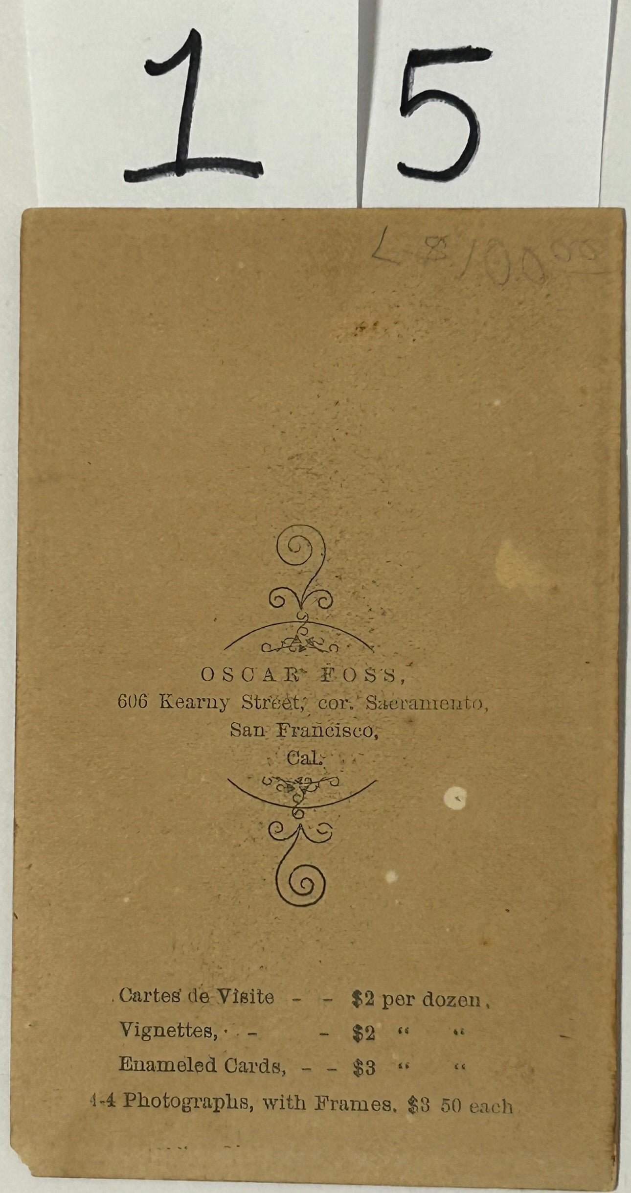 CIVIL WAR OFFICER CDV PHOTOGRAPH BY OSCAR FOSS SAN FRANCISCO PHOTOGRAPHER