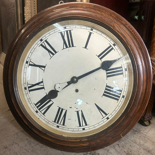 WATERBURY OAK ANTIQUE LARGE GALLERY CLOCK
