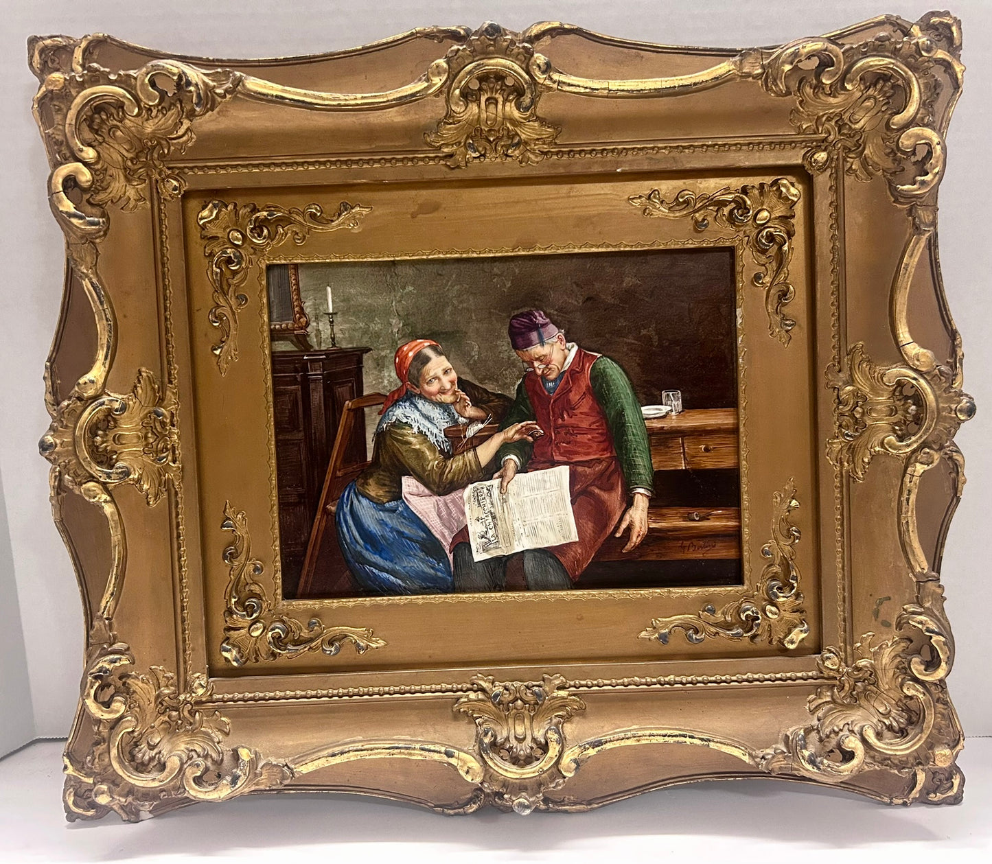PORCELAIN HAND PAINTED ANTIQUE PLAQUE BY G. BERTINI