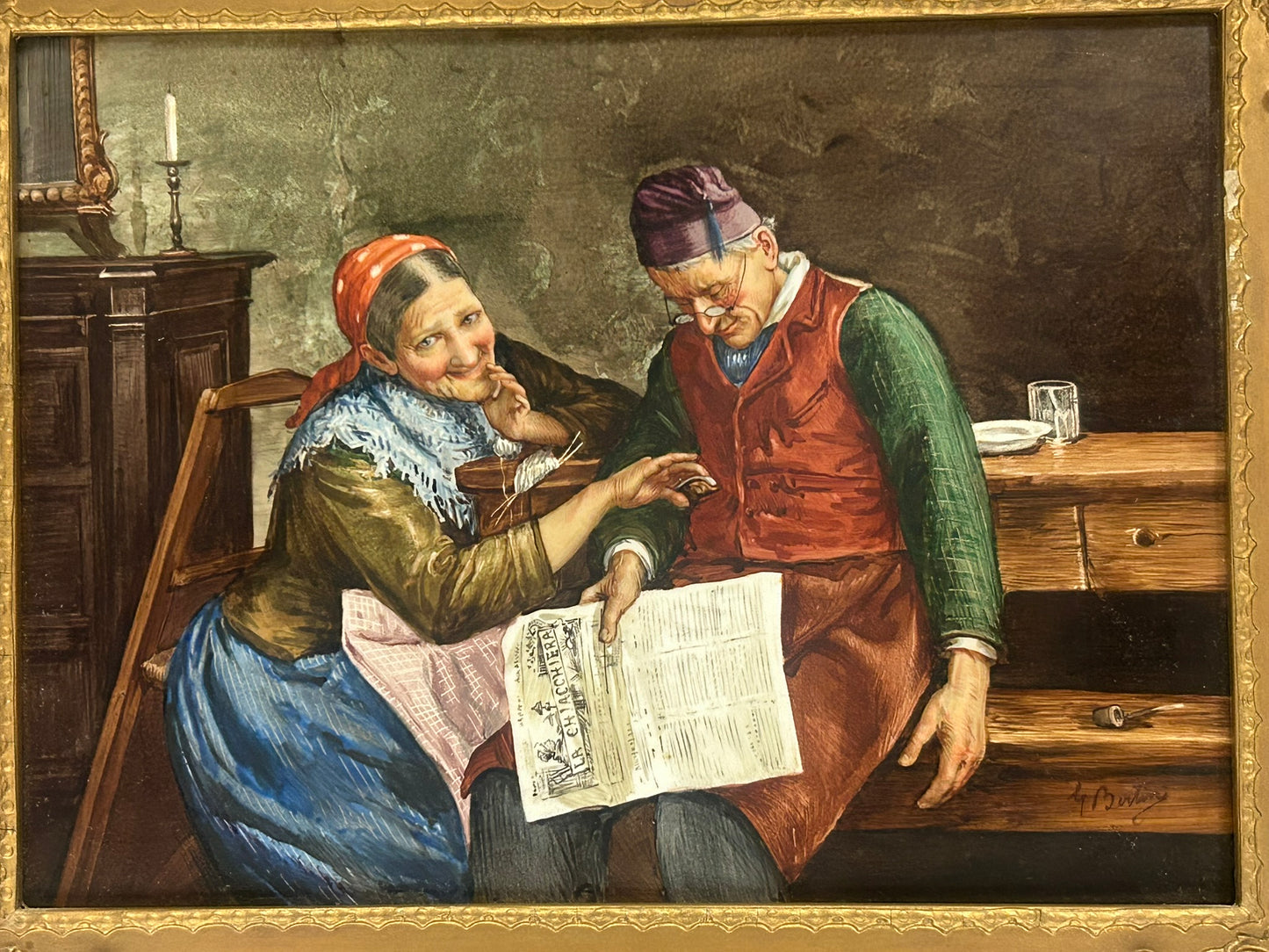 PORCELAIN HAND PAINTED ANTIQUE PLAQUE BY G. BERTINI