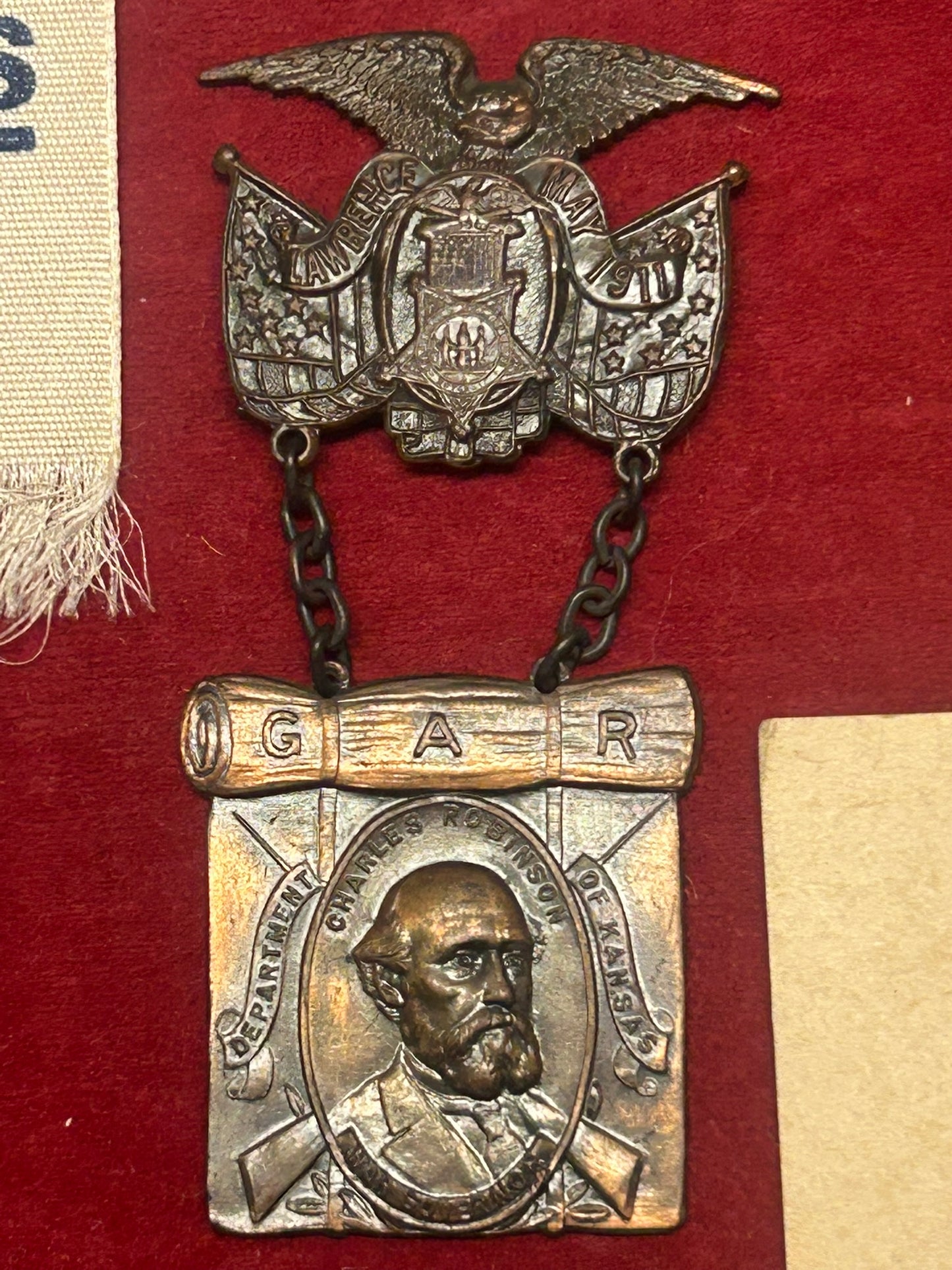 CIVIL WAR REUNION BADGES FOR NEBRASKA AND KANSAS INCLUDING PRISONERS OF WAR