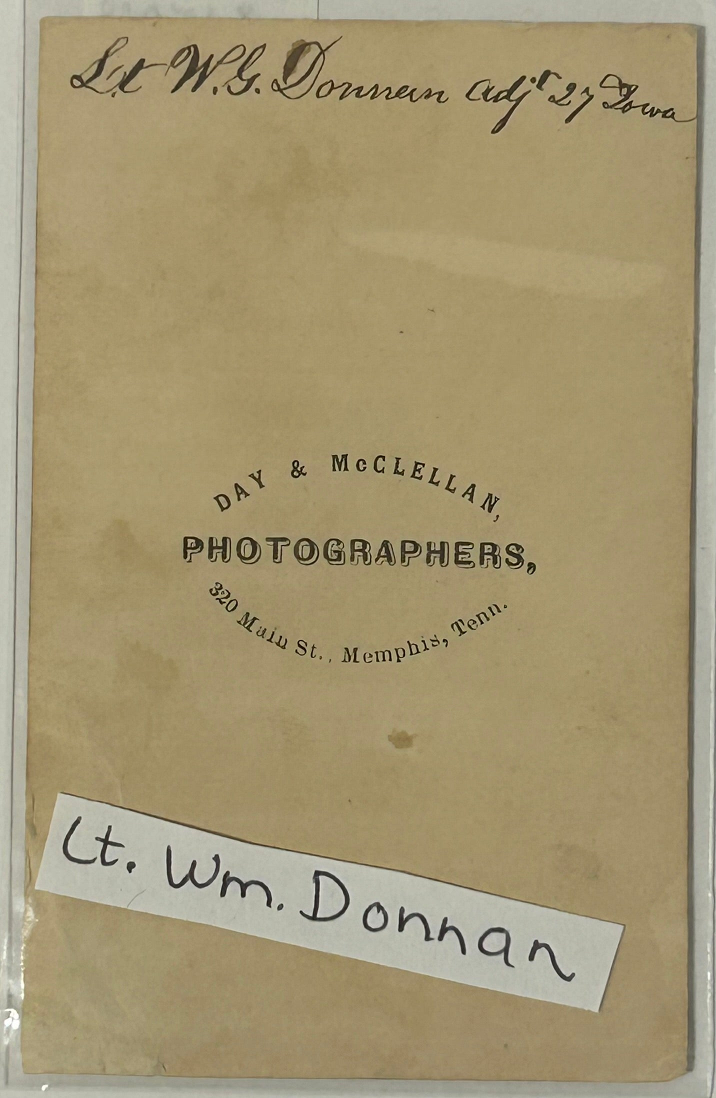 CIVIL WAR IOWA SOLDIER WM. G. DONNAN CO. H 27TH IOWA CDV PHOTO