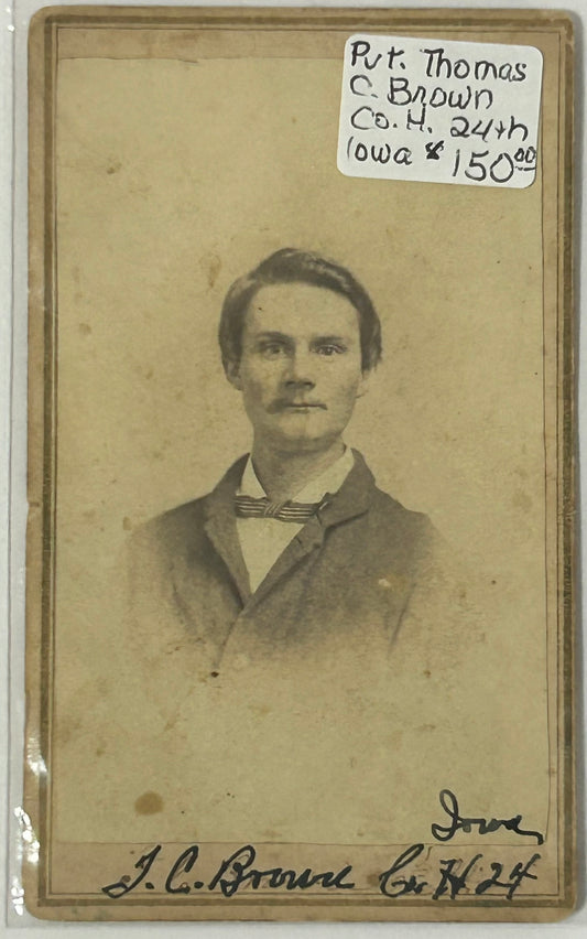 CIVIL WAR IOWA SOLDIER PVT. THOMAS C. BROWN CO. H 24TH IOWA CDV PHOTO
