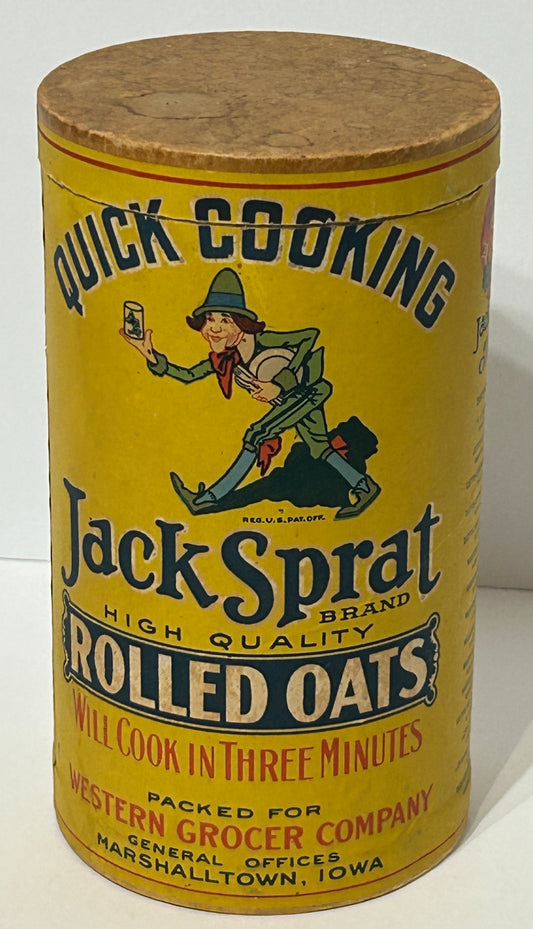 ANTIQUE JACK SPRAT ROLLED OATS ADVERTISING BOX   SOLD