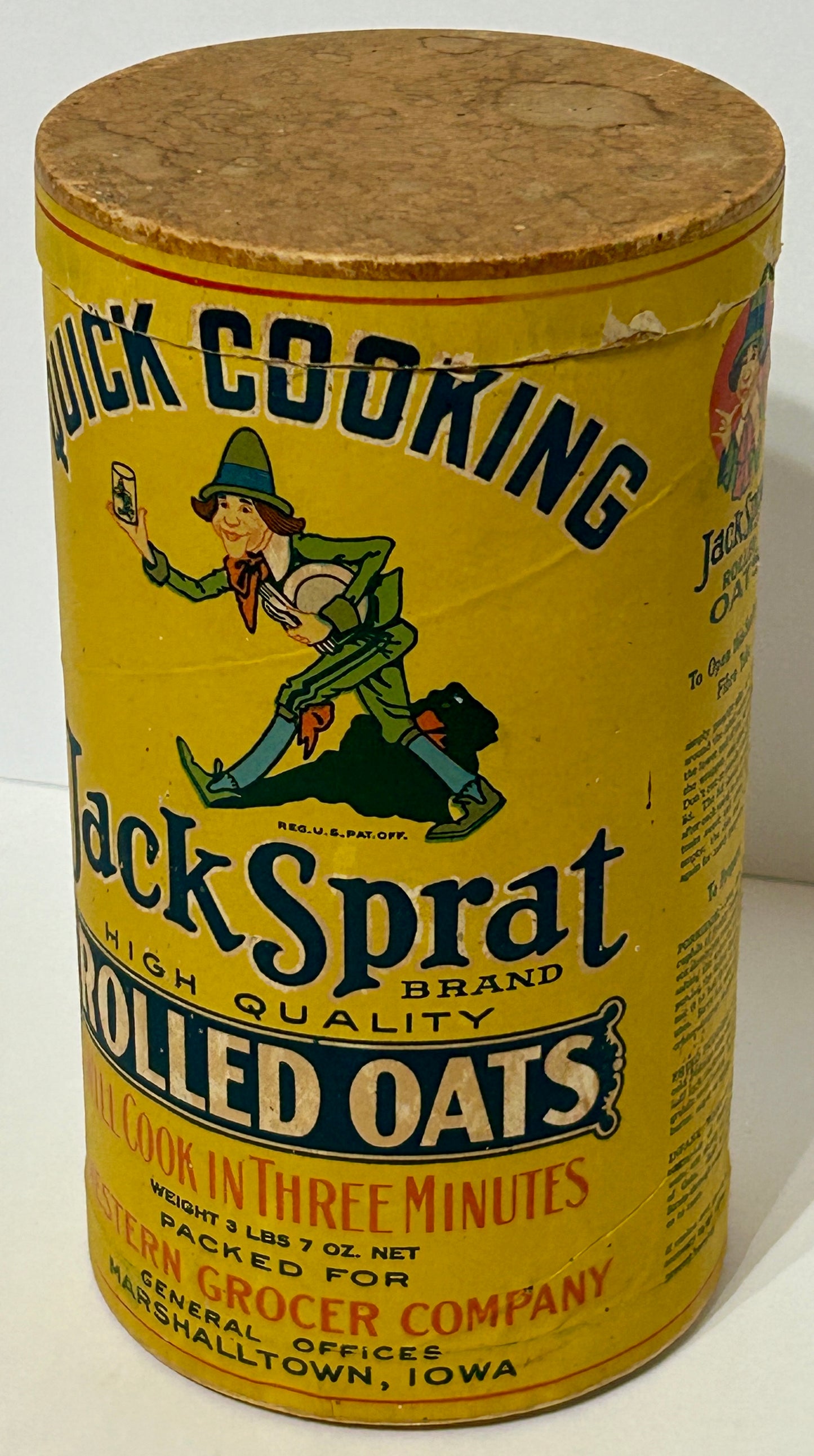 ANTIQUE JACK SPRAT ROLLED OATS ADVERTISING BOX   SOLD