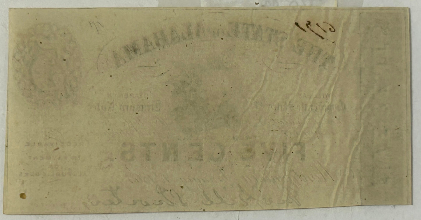 CONFEDERATE ALABAMA FIVE CENT 1863 BILL