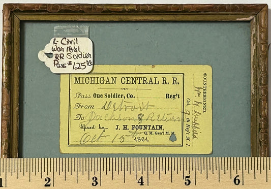 CIVIL WAR RAILROAD 1861 SOLDIER PASS