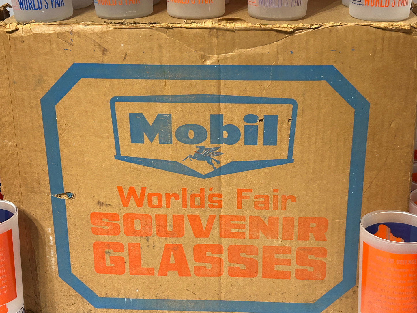 MOBIL GASOLINE CASE OF NEW YORK 1964 WORLD'S FAIR GLASSES