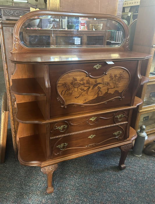 ANTIQUE FRENCH INLAID DROP FRONT DESK