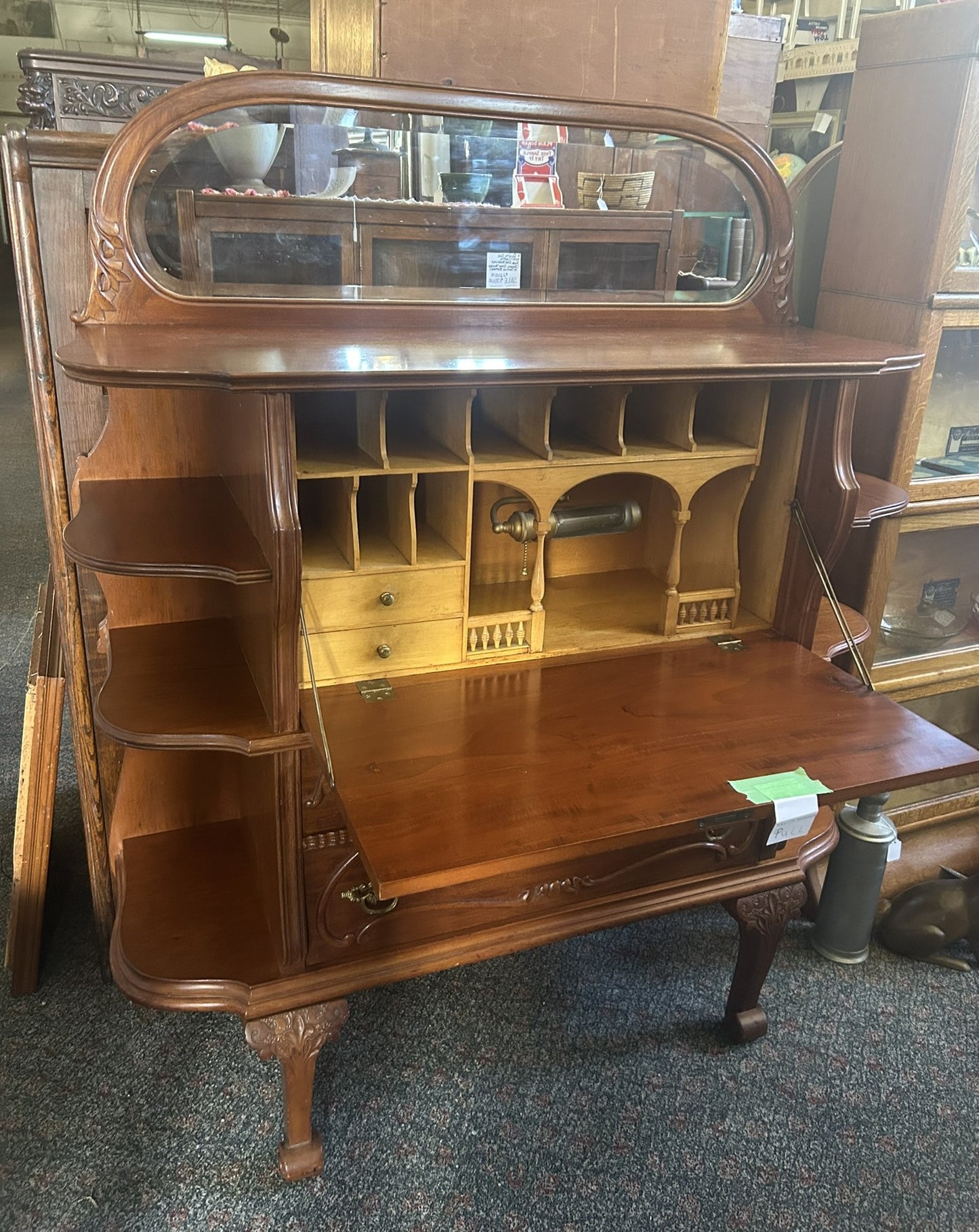 ANTIQUE FRENCH INLAID DROP FRONT DESK