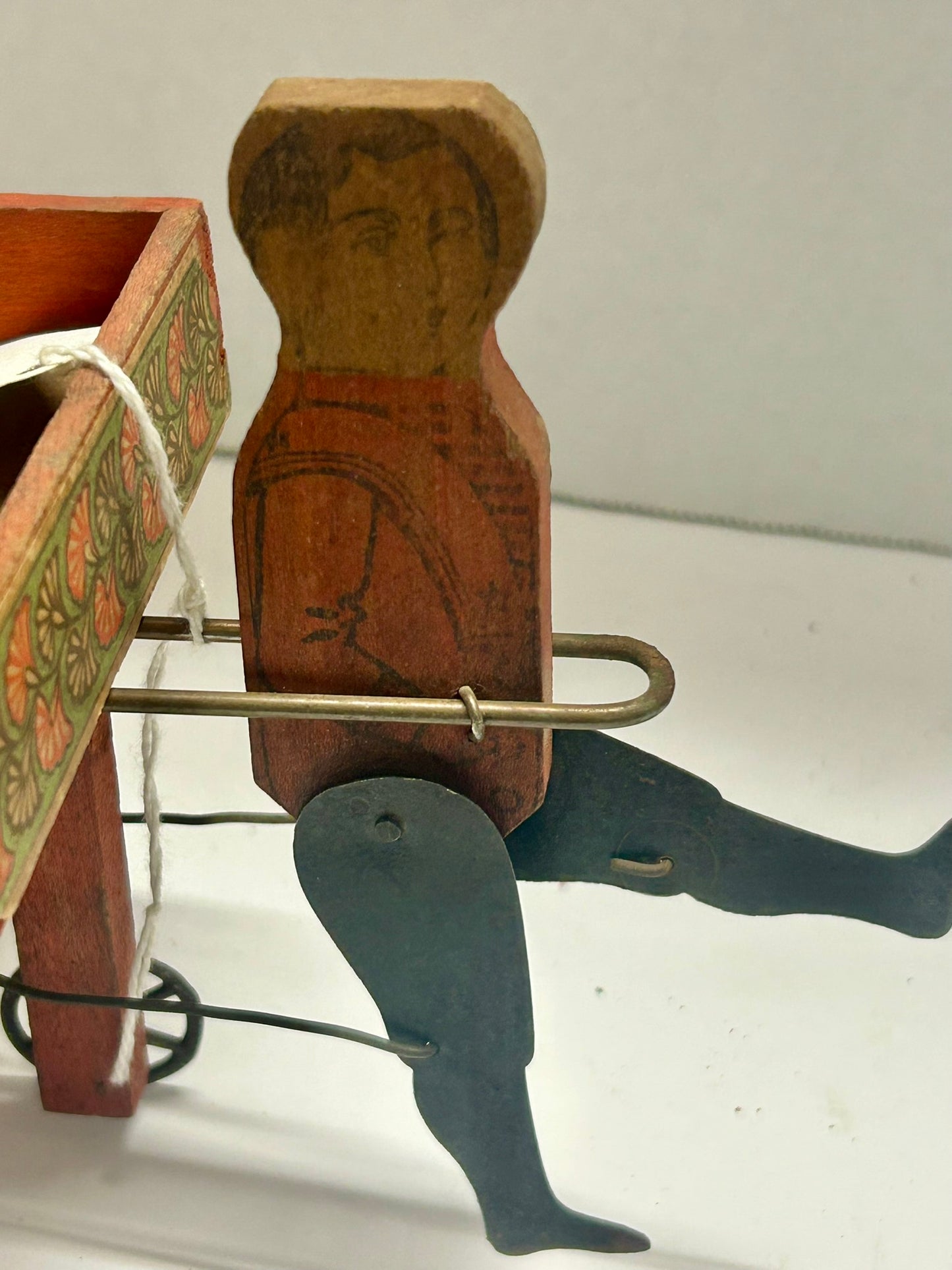 ANTIQUE 1800'S BOY WITH CART PULL TOY MAYBE BY CRANDALL