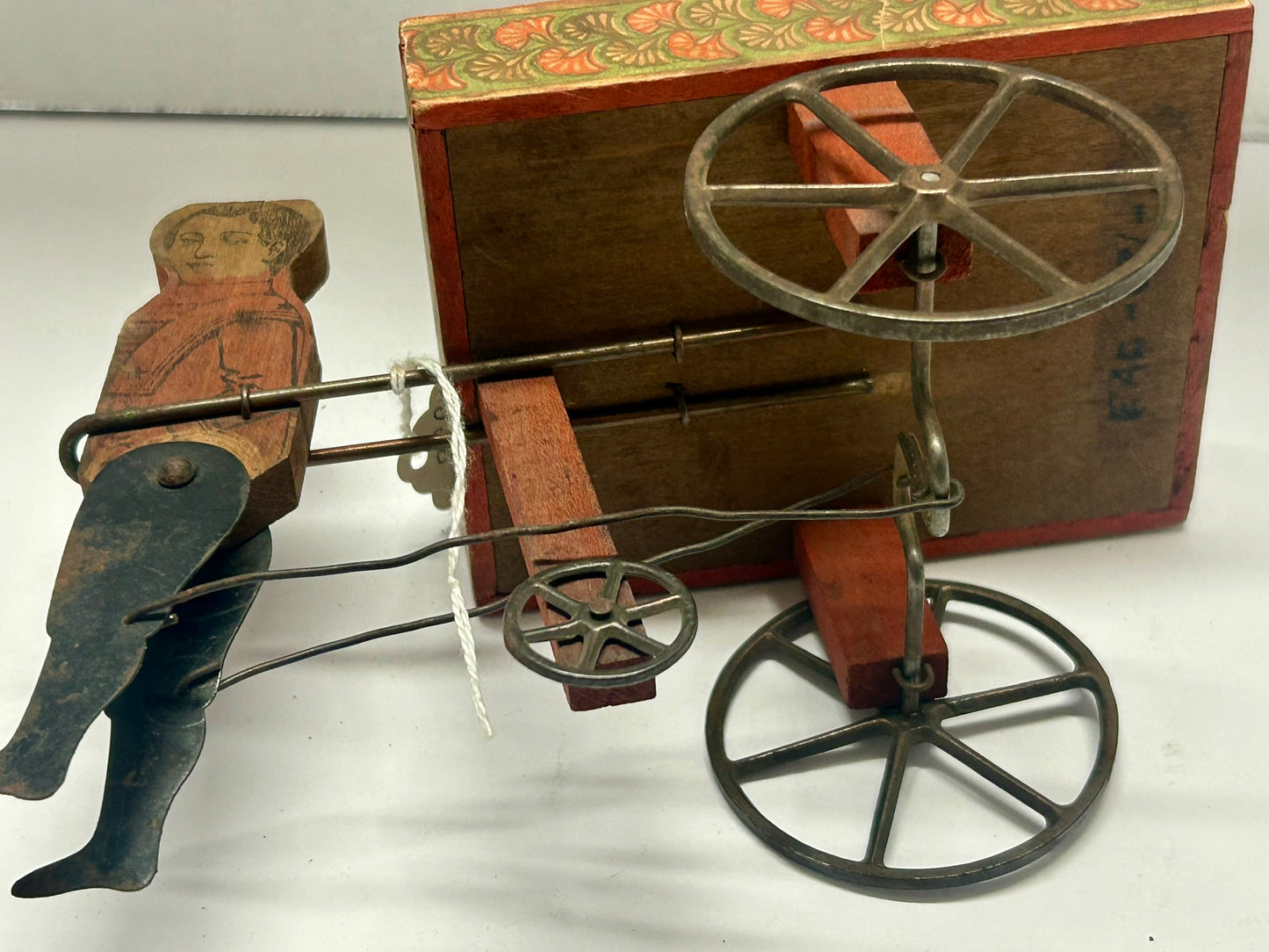 ANTIQUE 1800'S BOY WITH CART PULL TOY MAYBE BY CRANDALL