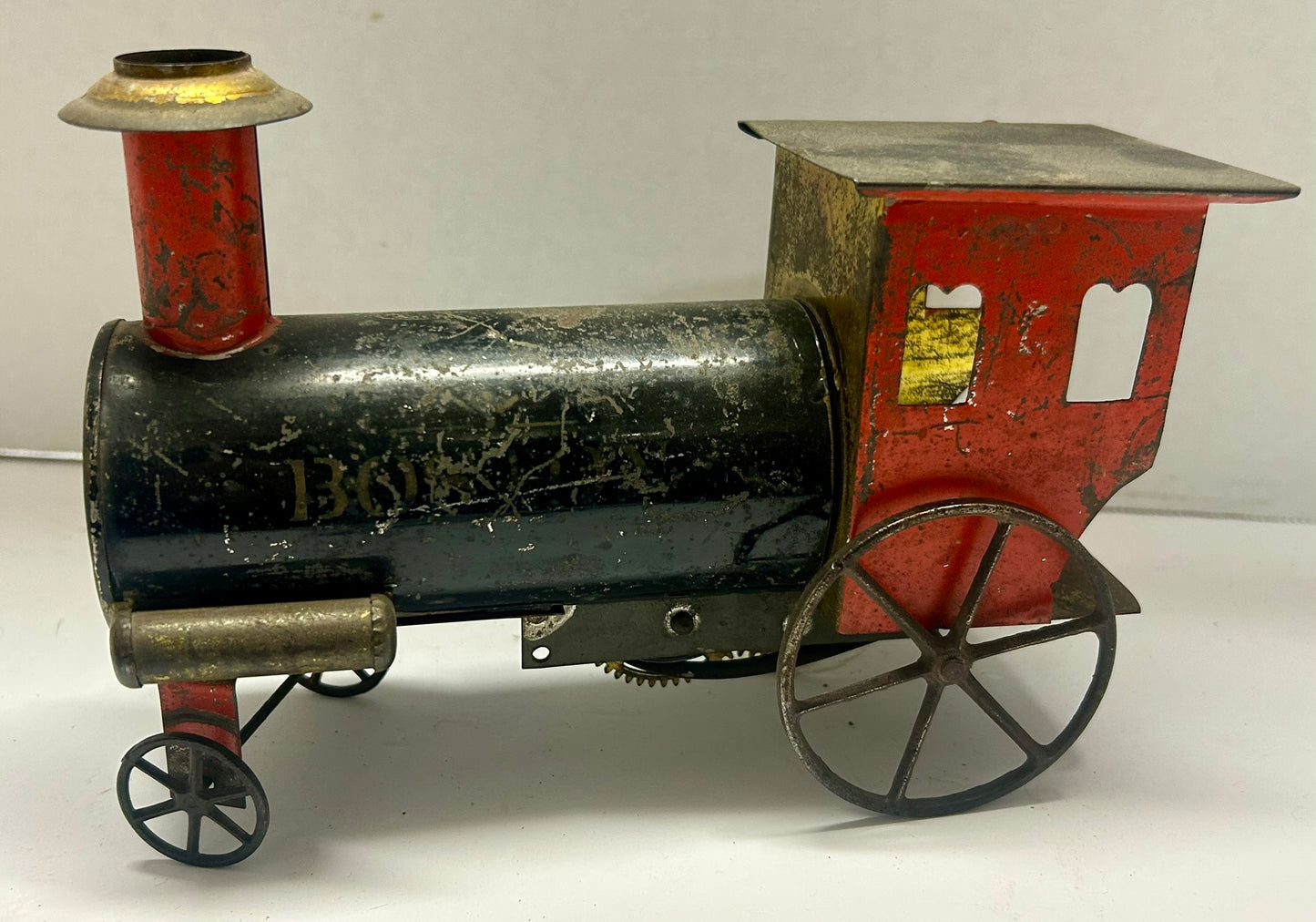 EARLY TIN CLOCKWORK TOY WIND UP TIN LOCOMOTIVE "BOSTON"