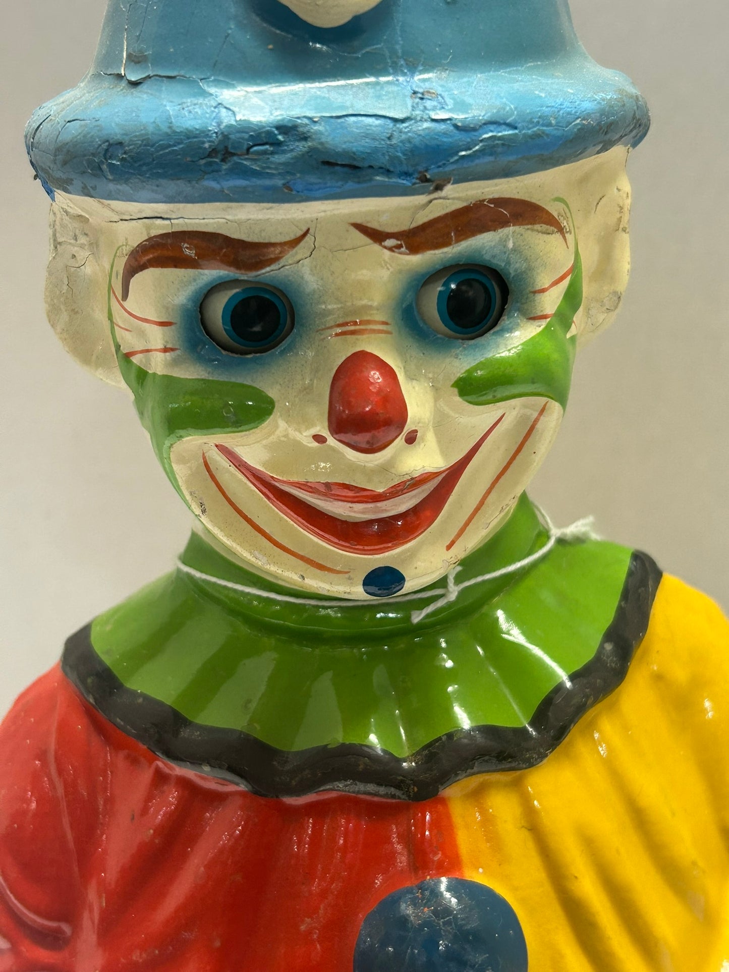 ROLLY POLLY CLOWN WITH MOVING EYES AND CHIMES LARGE ANTIQUE
