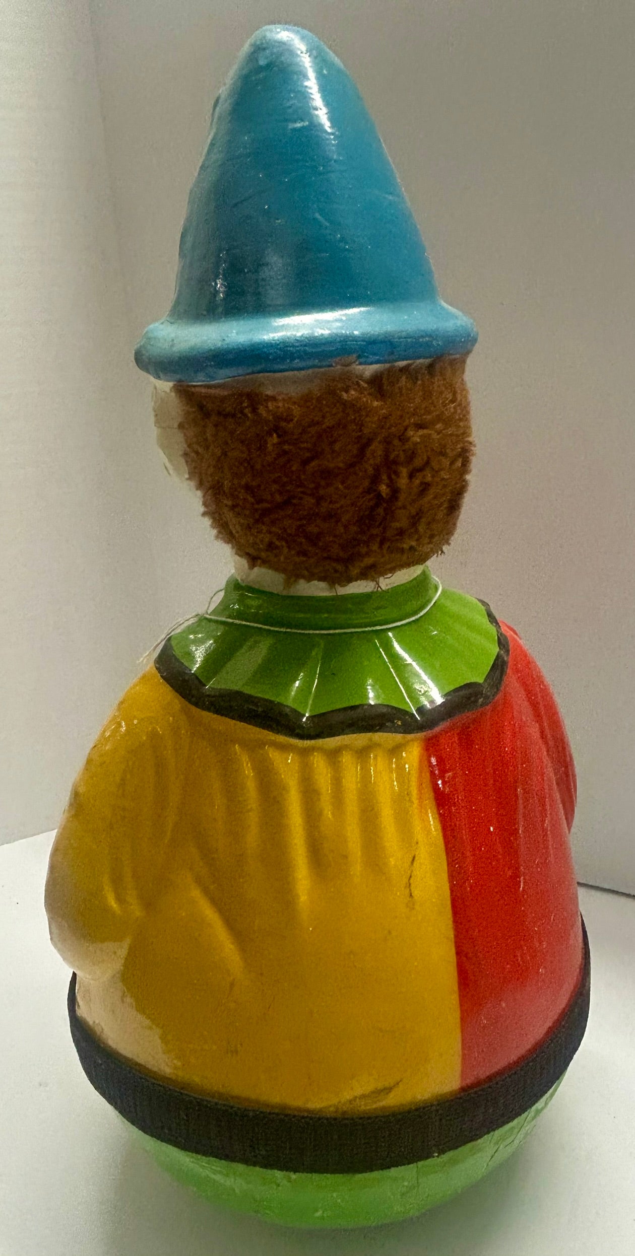 ROLLY POLLY CLOWN WITH MOVING EYES AND CHIMES LARGE ANTIQUE