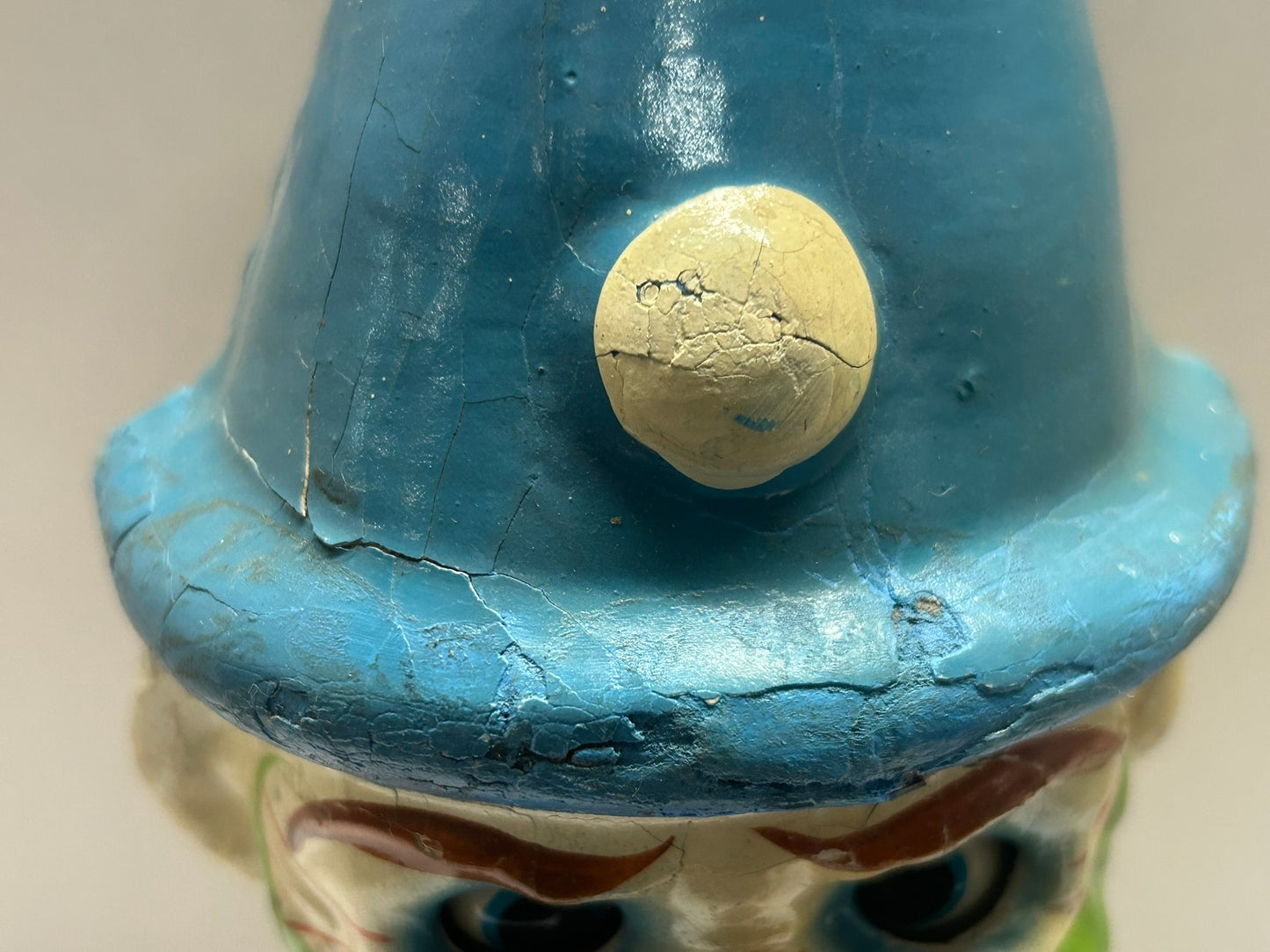 ROLLY POLLY CLOWN WITH MOVING EYES AND CHIMES LARGE ANTIQUE