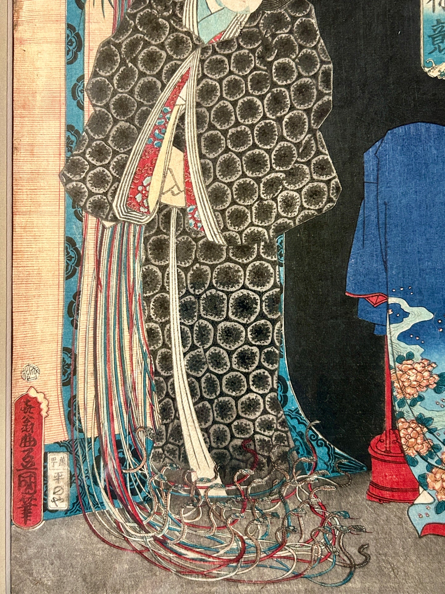 TOYOKUNI III JAPANESE WOODBLOCK PRINT IN WONDERFUL FRAME AND MAT