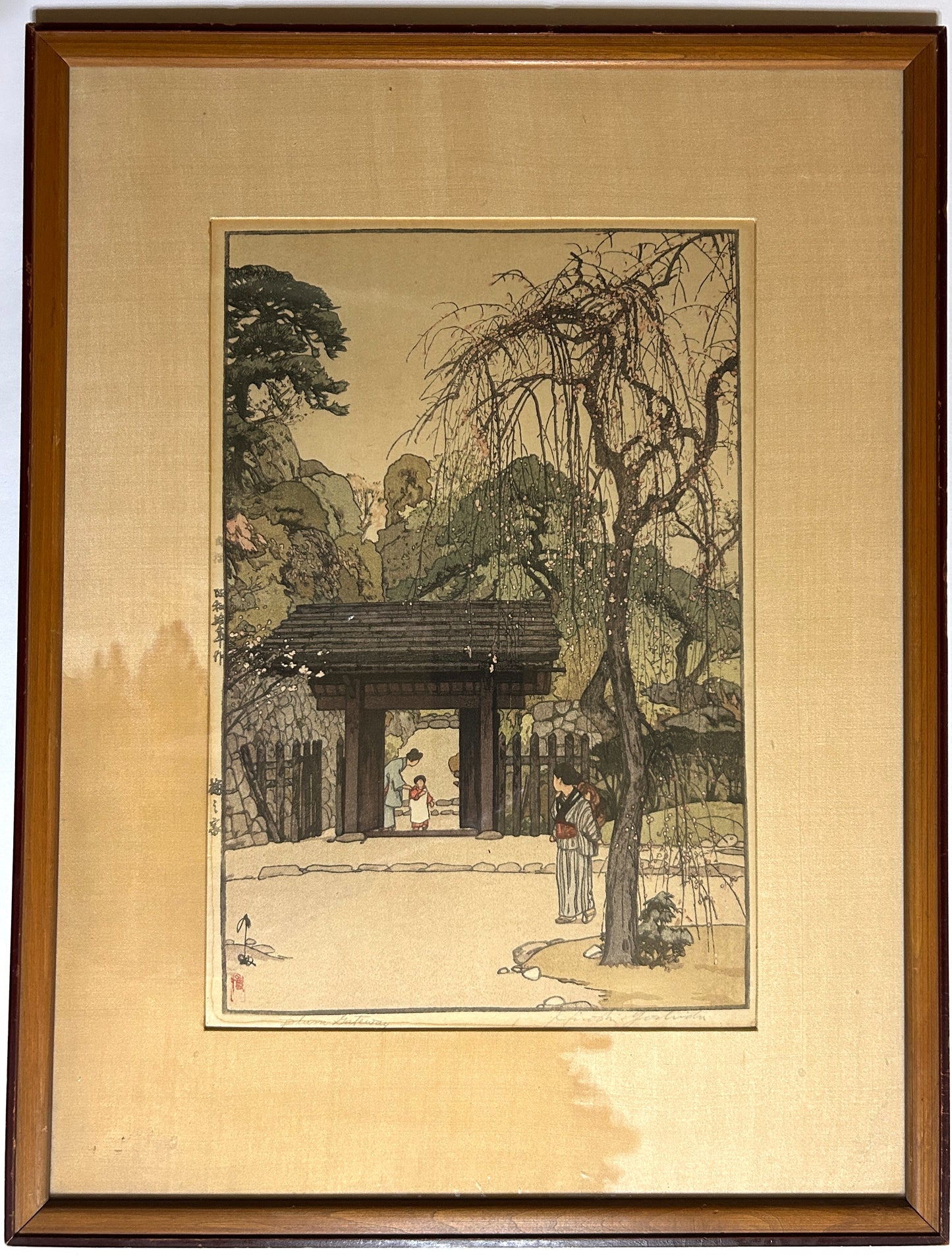 YOSHIDA HIROSHI 1876-1950 JAPANESE WOODBLOCK PRINT "PLUM GATEWAY"