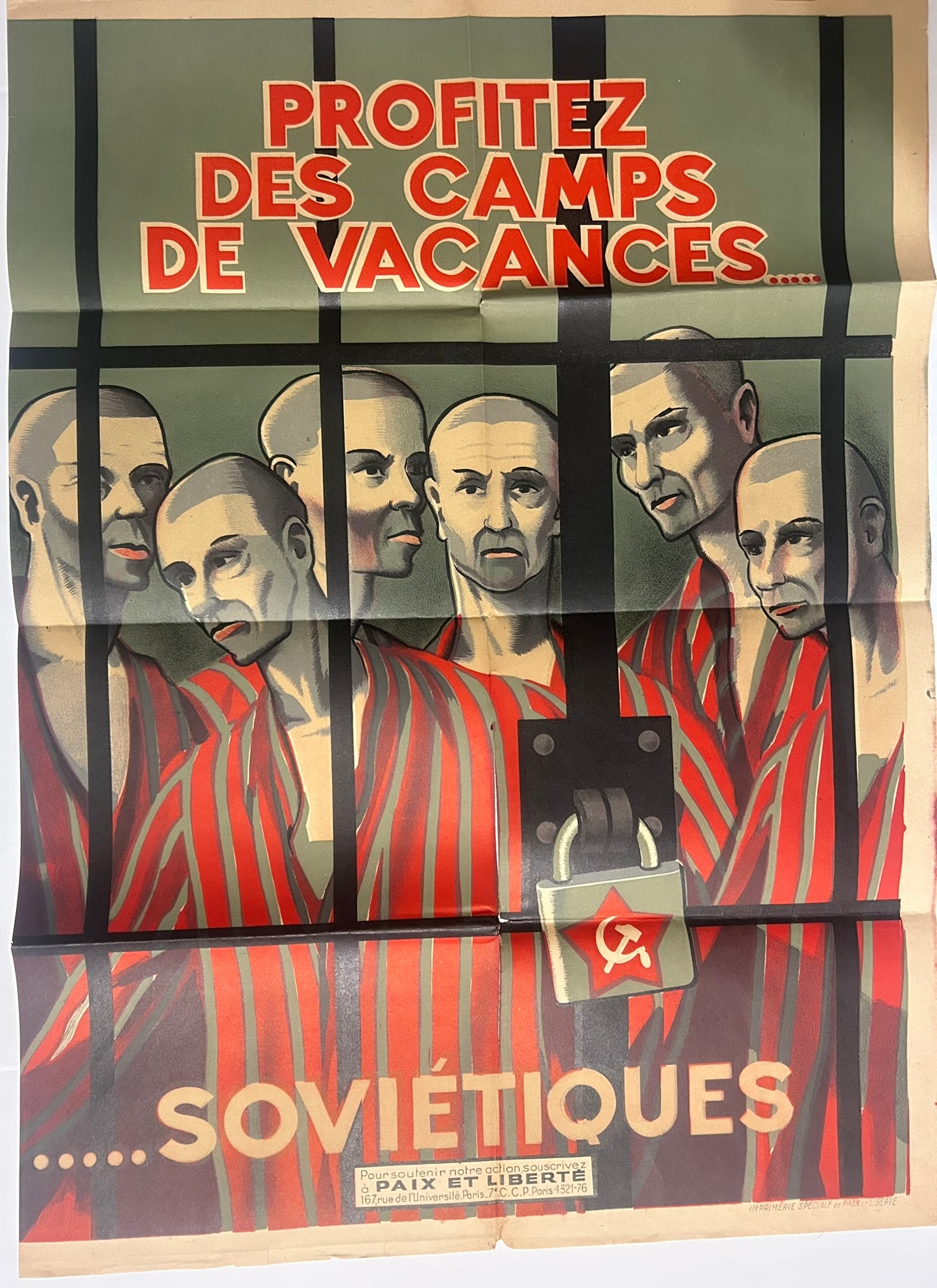 ANTI COMMUNIST 1950'S FRENCH POSTER PEACE AND FREEDOM