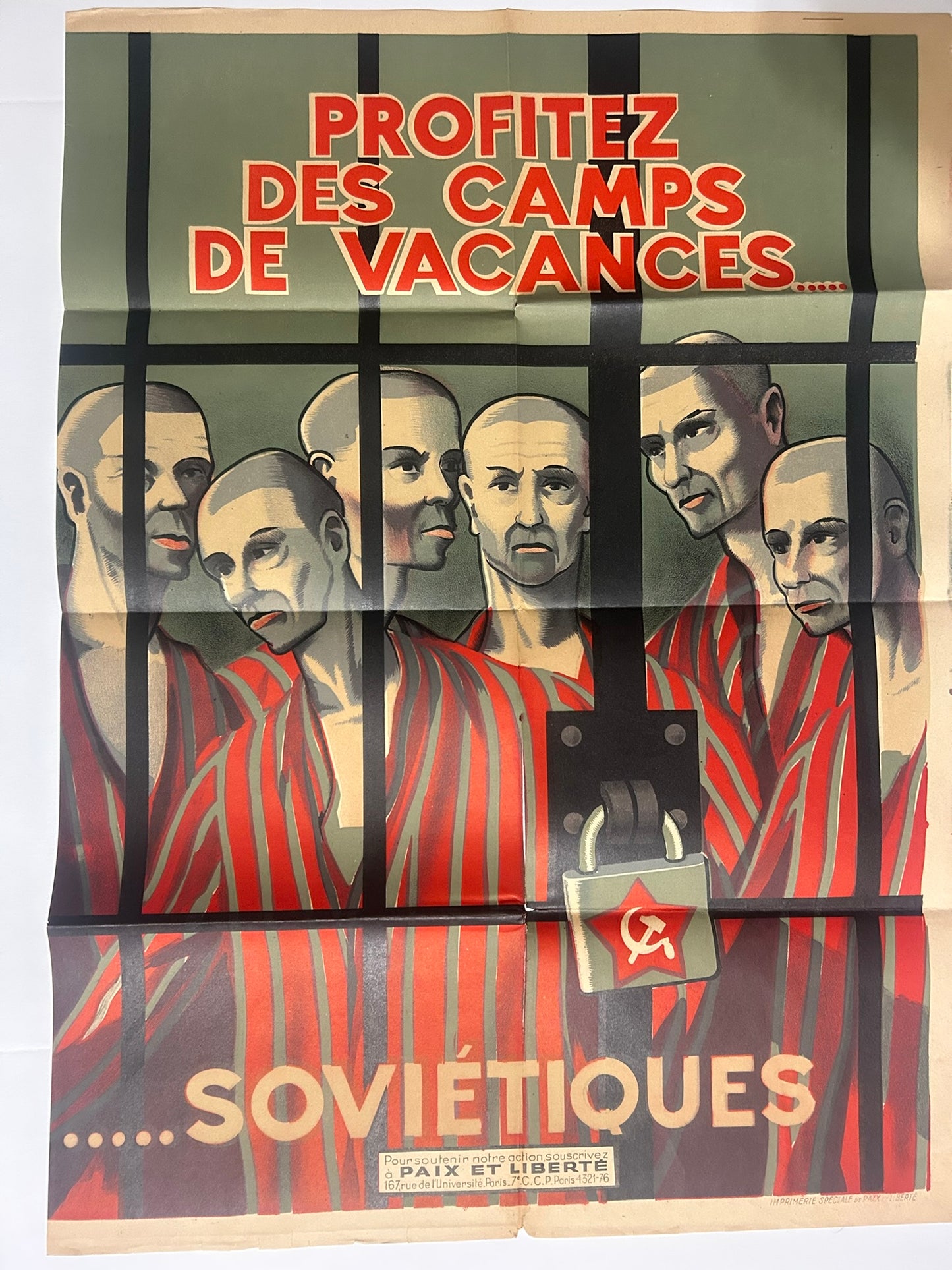ANTI COMMUNIST 1950'S FRENCH POSTER PEACE AND FREEDOM