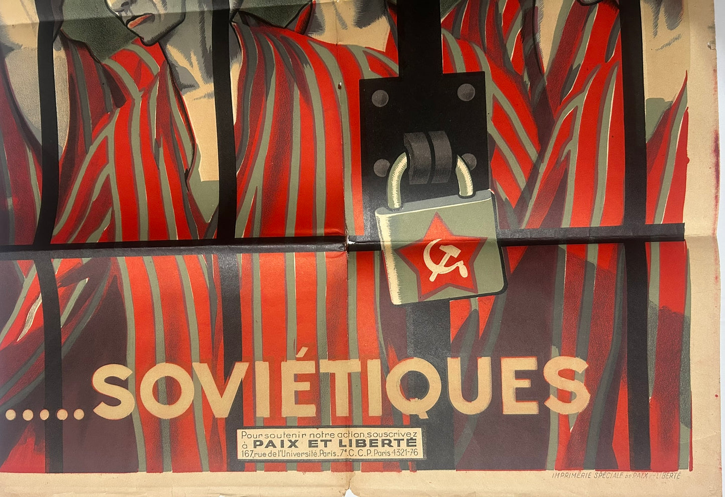 ANTI COMMUNIST 1950'S FRENCH POSTER PEACE AND FREEDOM