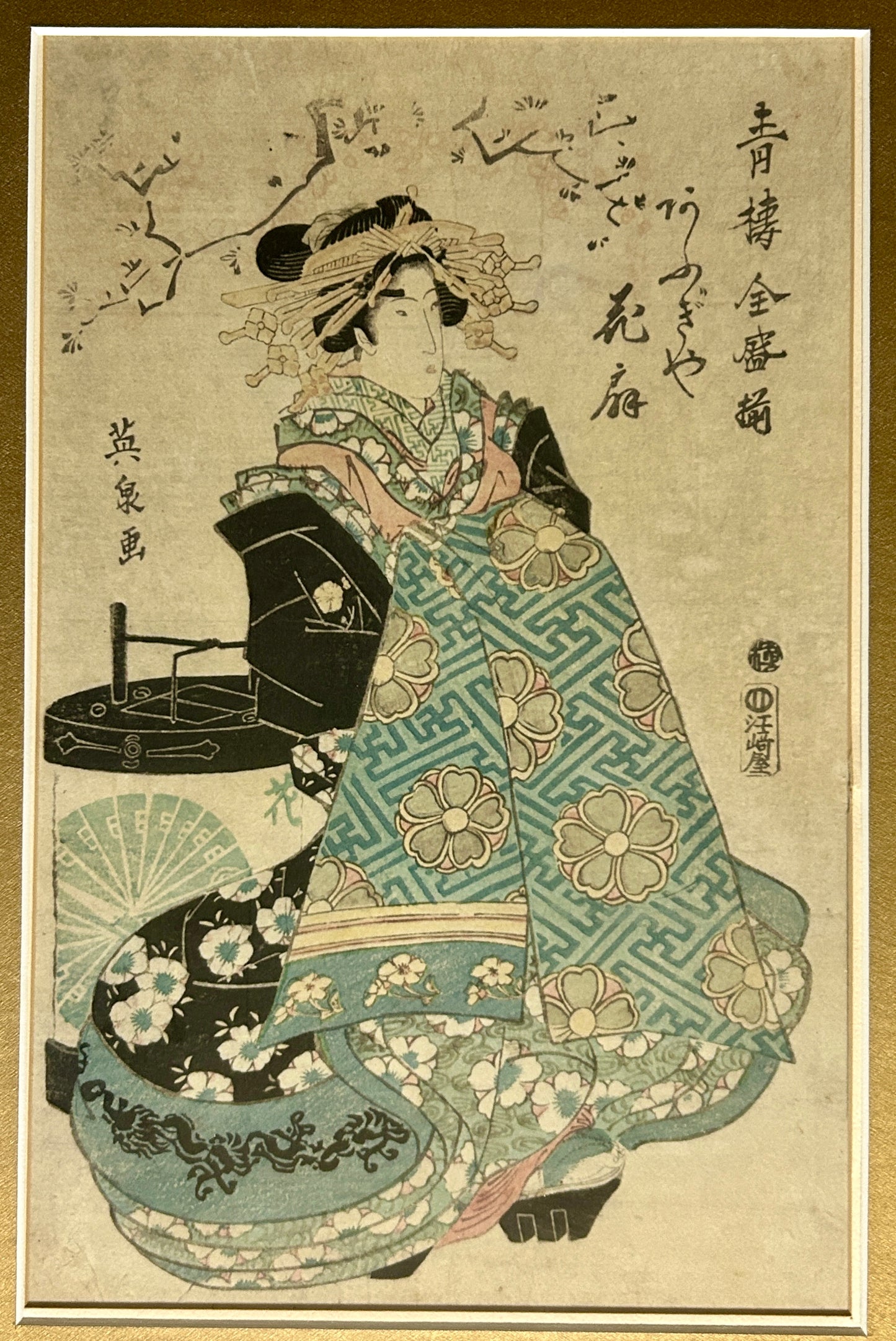 KEISAI EISEN 1790-1848 JAPANESE WOODBLOCK PRINT OF WOMAN