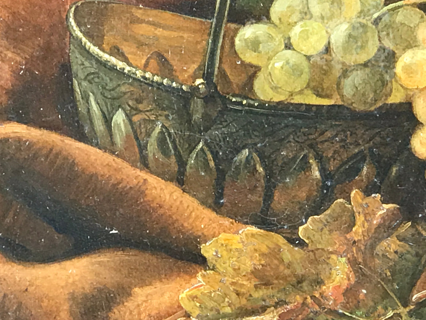 1880 STILL LIFE PAINTING OF FRUIT AND STEIN BY EDUARD GEHBE