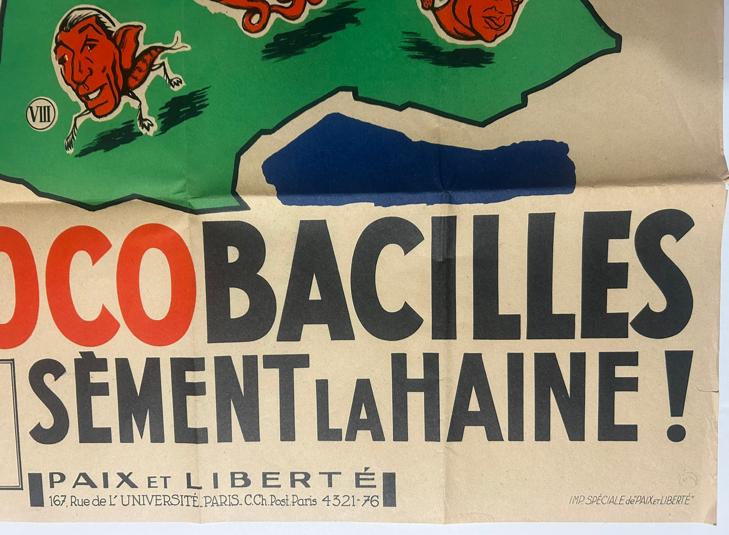 FRENCH ANTI COMMUNIST POSTER HALTE AUX MENTEURS FROM 1950'S