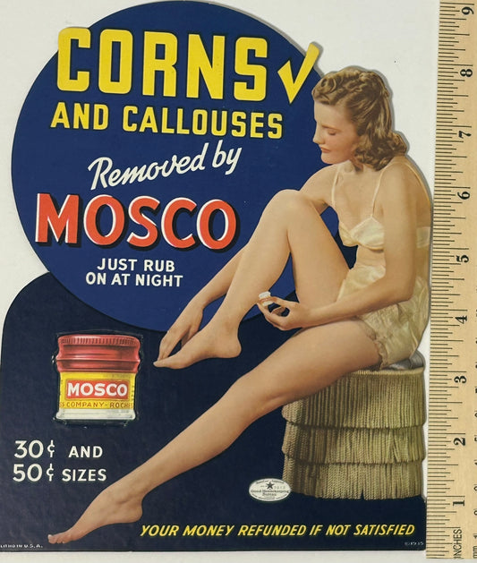 CORN REMOVER 1939 SIGN WITH LOVELY LADY