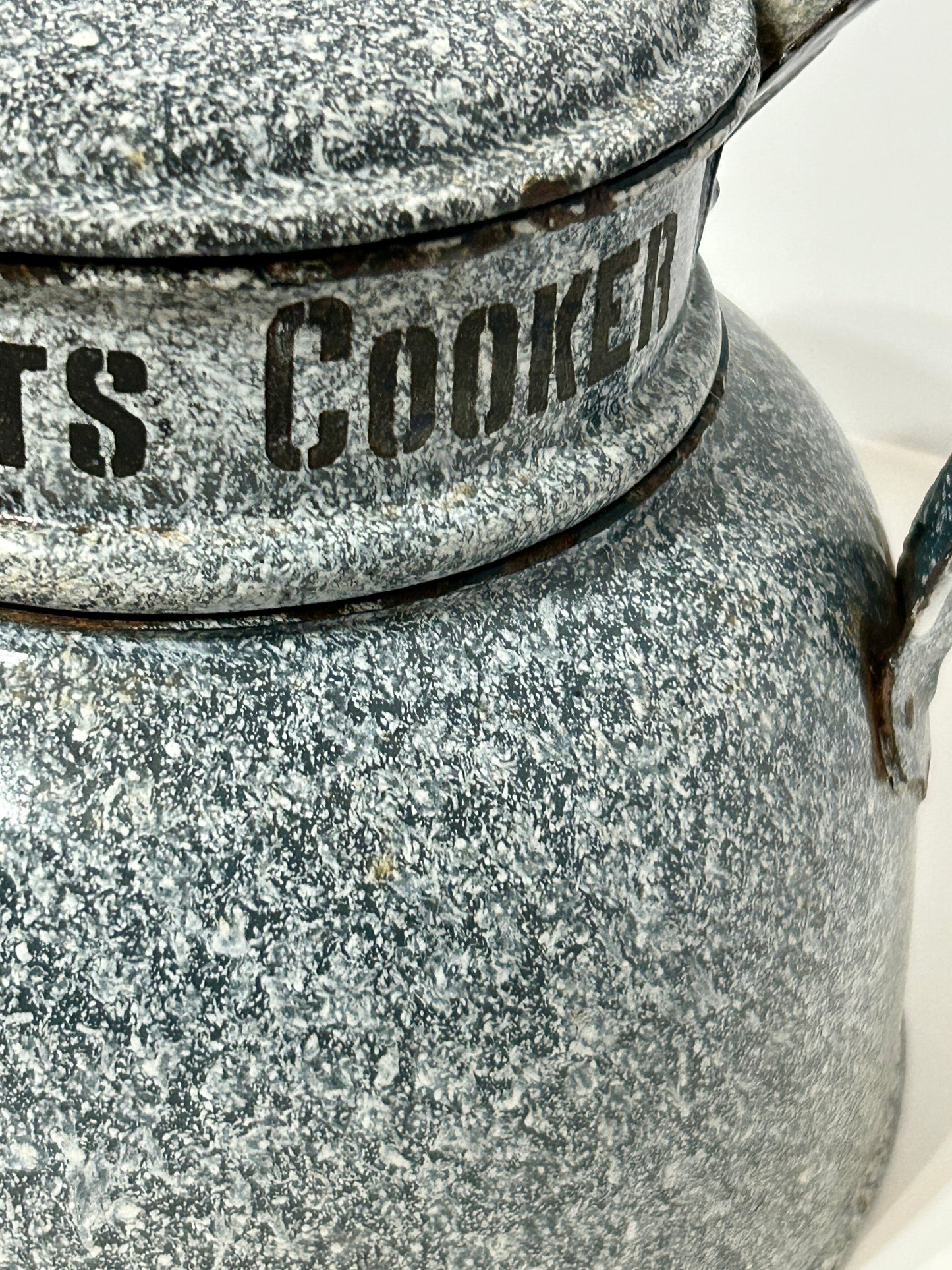 ANTIQUE ENAMELWARE ADVERTISING QUAKER OATS COOKER DOUBLE BOILER